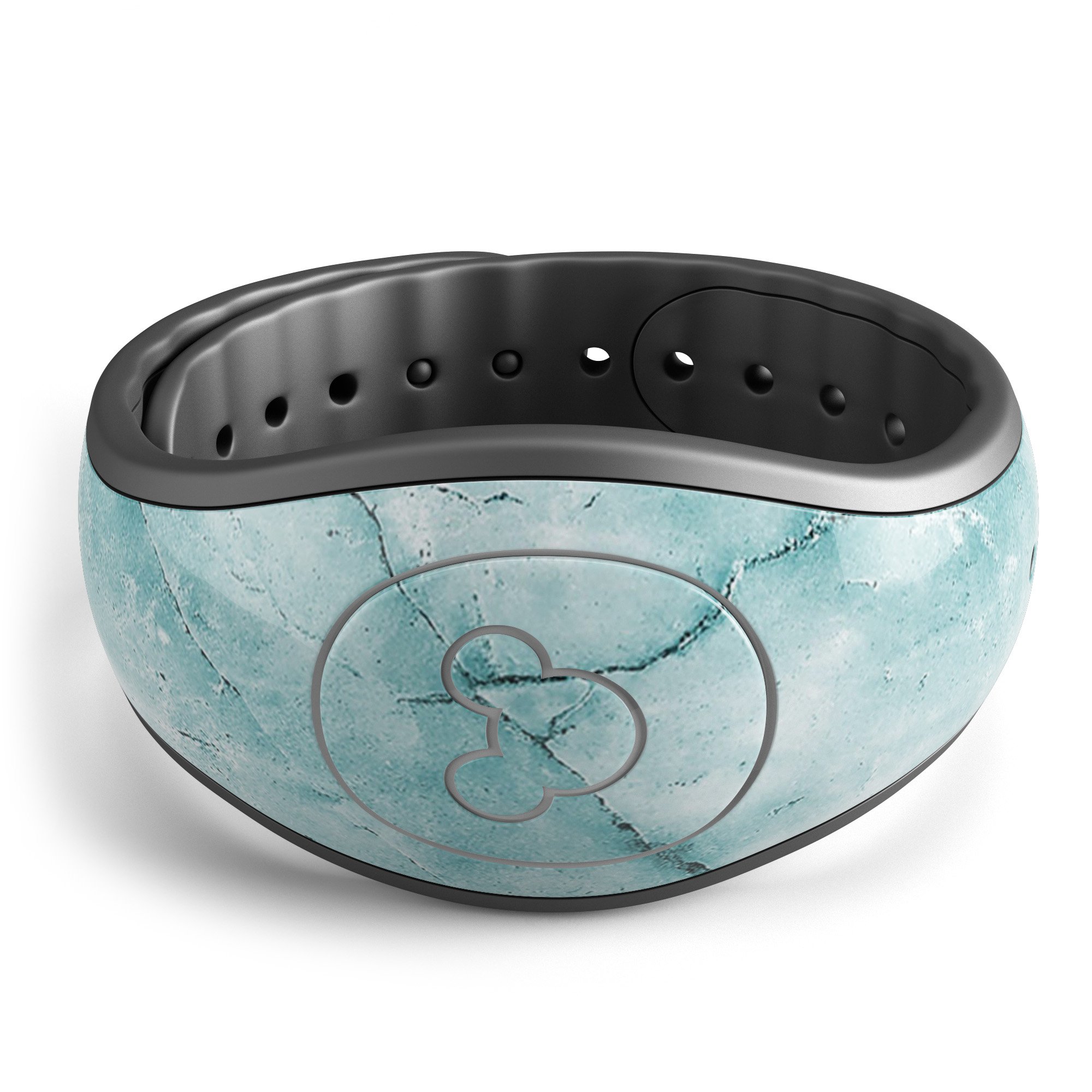 Cracked turquoise marble decal skin wrap for Disney Magic Band, showcasing vibrant colors and unique texture.