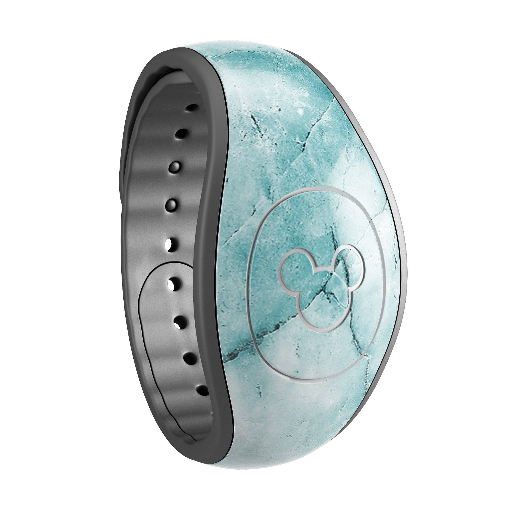 Cracked turquoise marble decal skin wrap for Disney Magic Band, showcasing vibrant colors and unique texture.