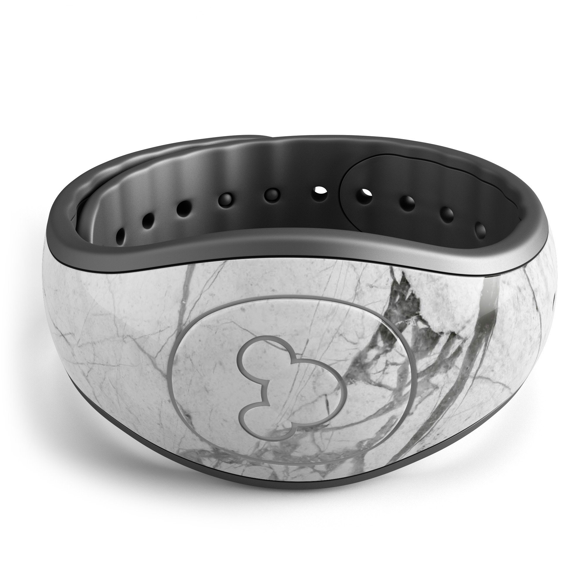 Cracked White Marble Slate skin wrap kit for Disney Magic Band, showcasing a stylish marble design with a smooth finish.