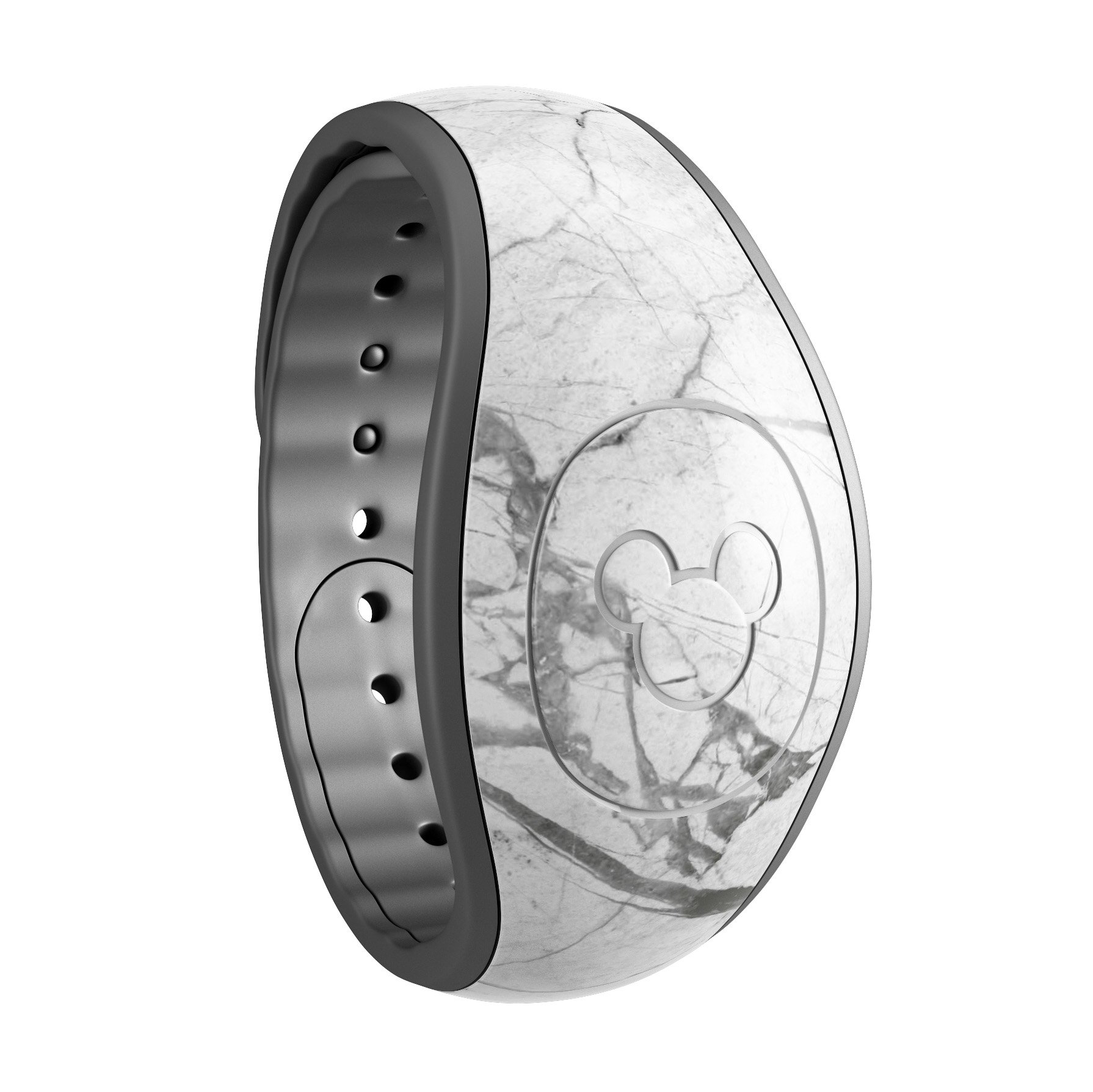 Cracked White Marble Slate skin wrap kit for Disney Magic Band, showcasing a stylish marble design with a smooth finish.