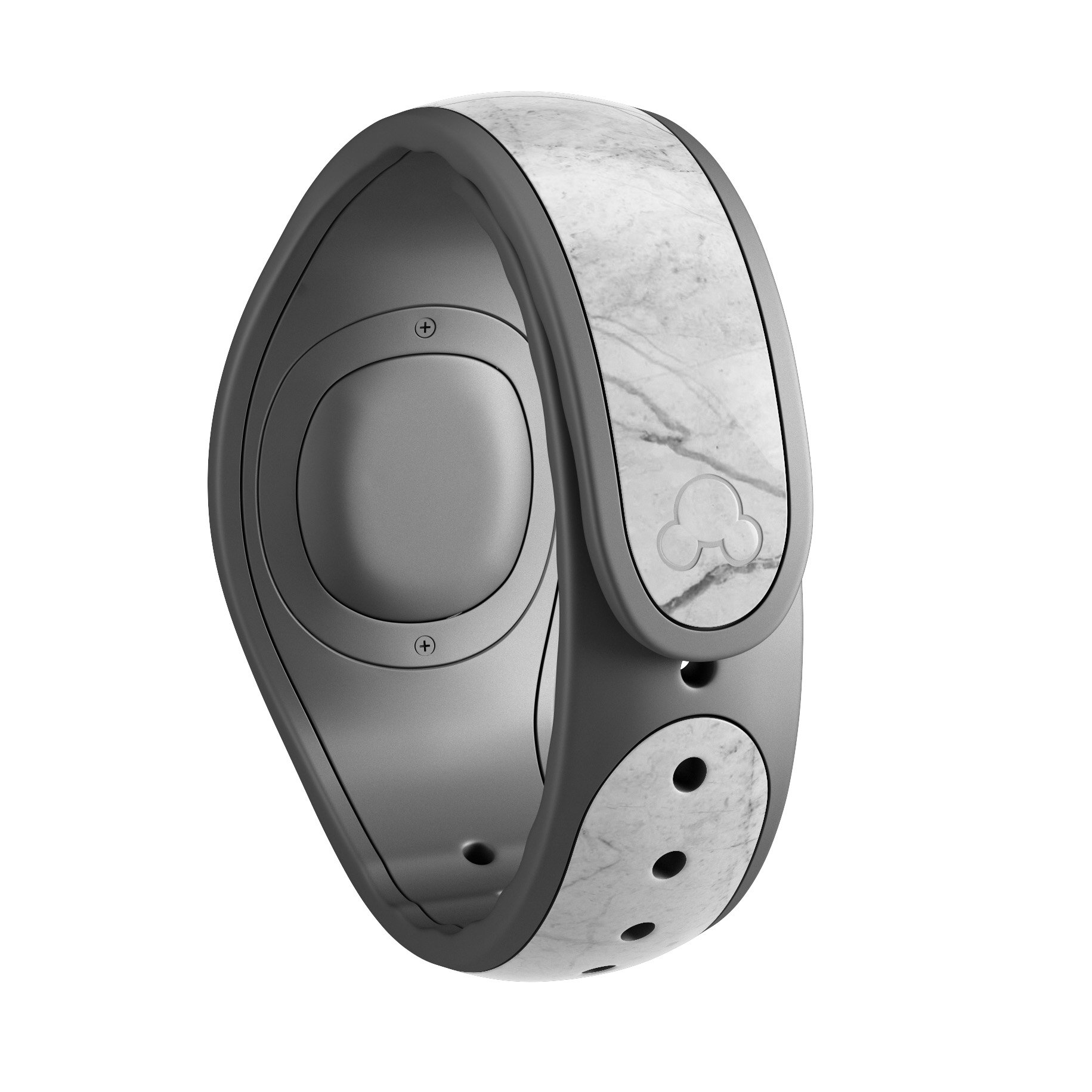 Cracked White Marble Slate skin wrap kit for Disney Magic Band, showcasing a stylish marble design with a smooth finish.