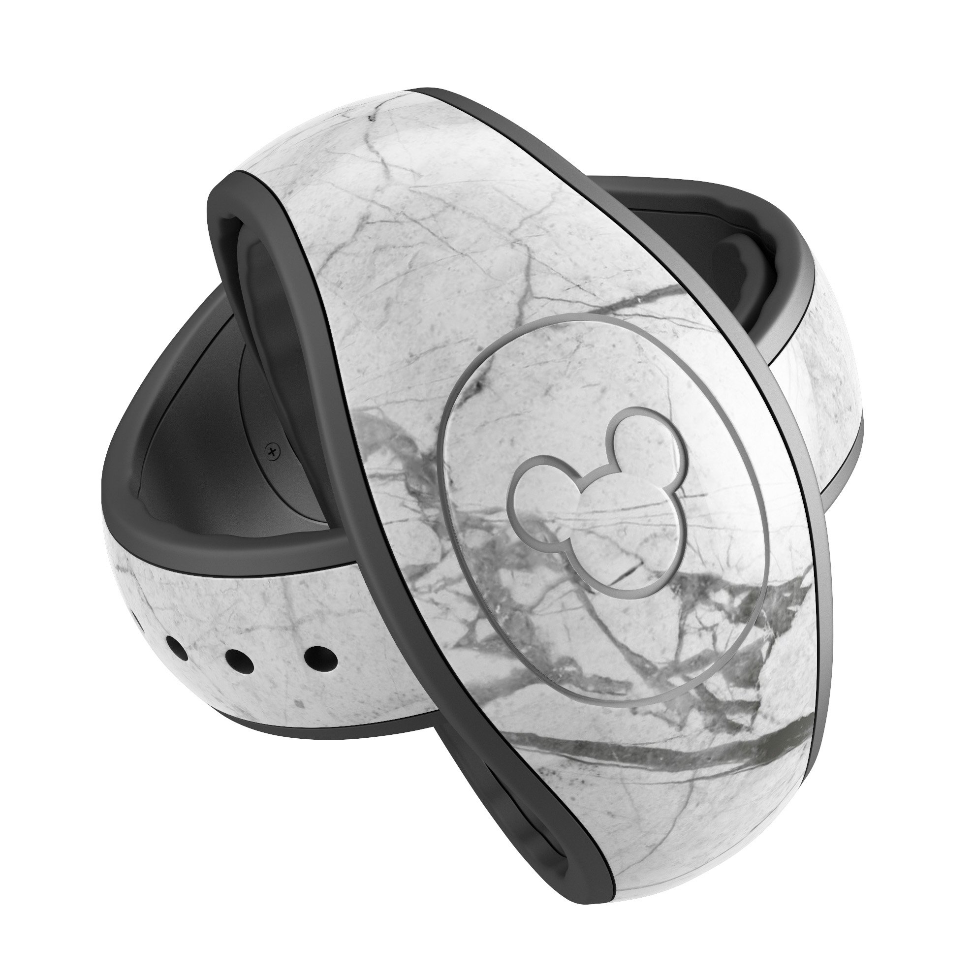 Cracked White Marble Slate skin wrap kit for Disney Magic Band, showcasing a stylish marble design with a smooth finish.