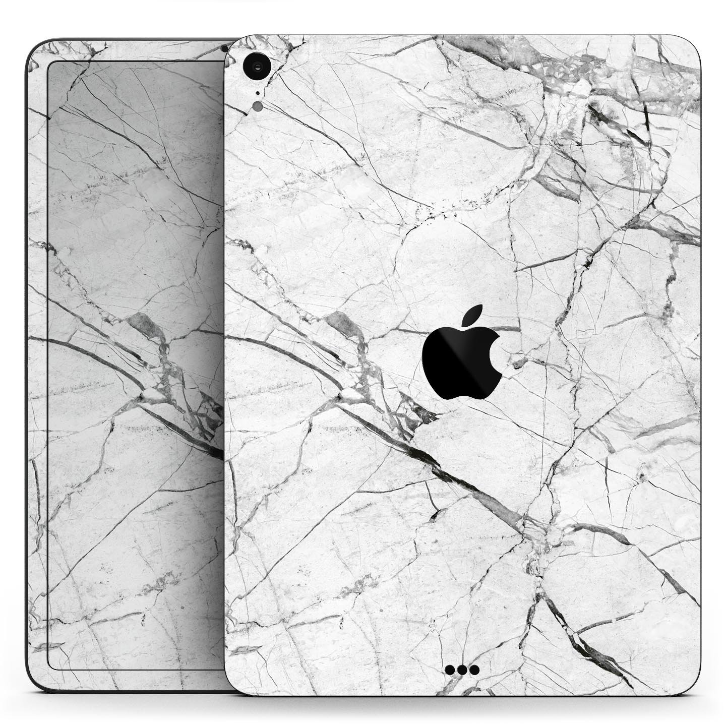 Cracked White Marble Slate skin decal for Apple iPad, showcasing a stylish marble design with a smooth finish.