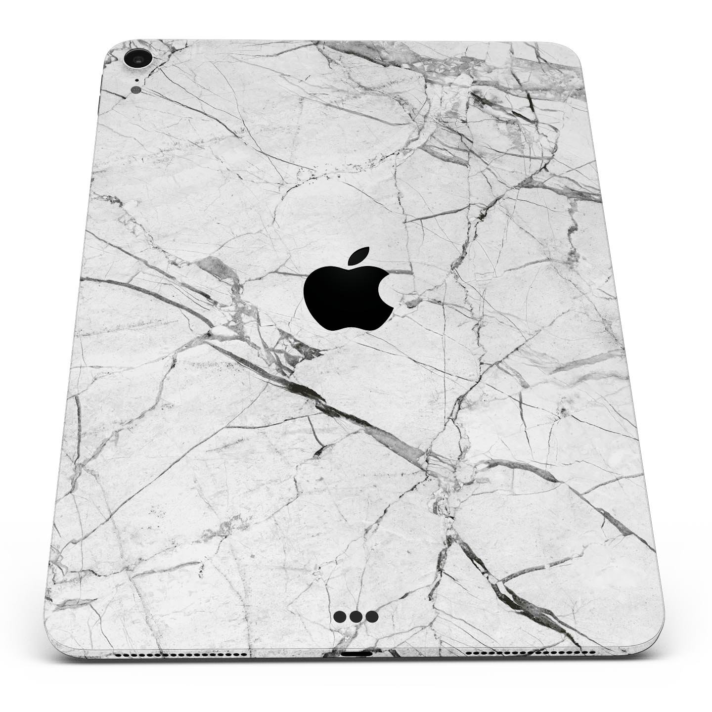 Cracked White Marble Slate skin decal for Apple iPad, showcasing a stylish marble design with a smooth finish.