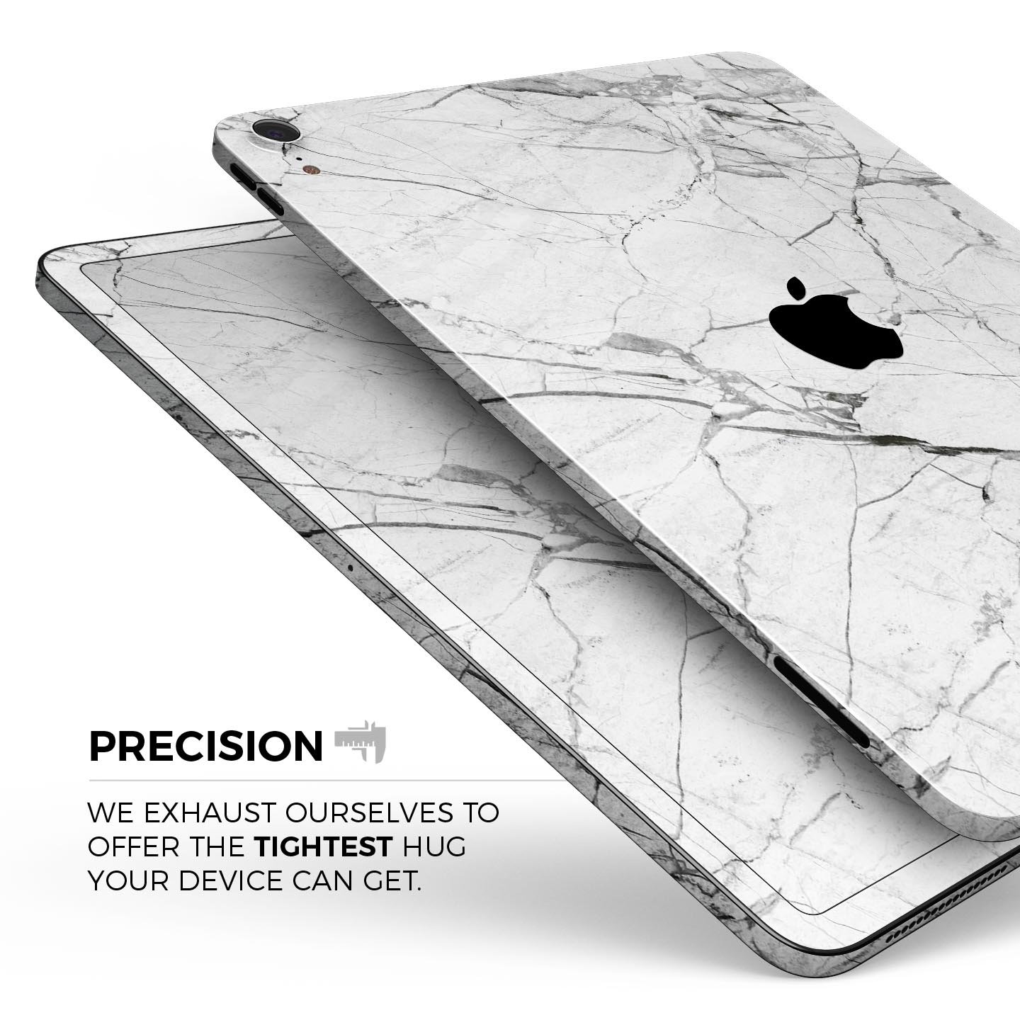 Cracked White Marble Slate skin decal for Apple iPad, showcasing a stylish marble design with a smooth finish.