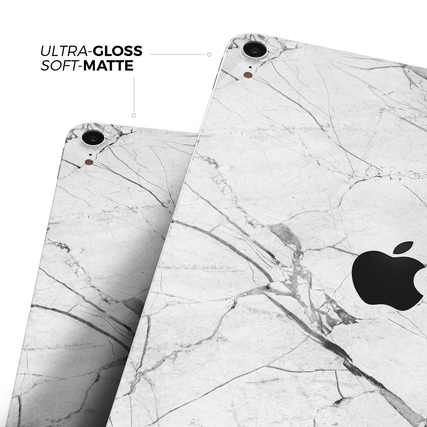 Cracked White Marble Slate skin decal for Apple iPad, showcasing a stylish marble design with a smooth finish.