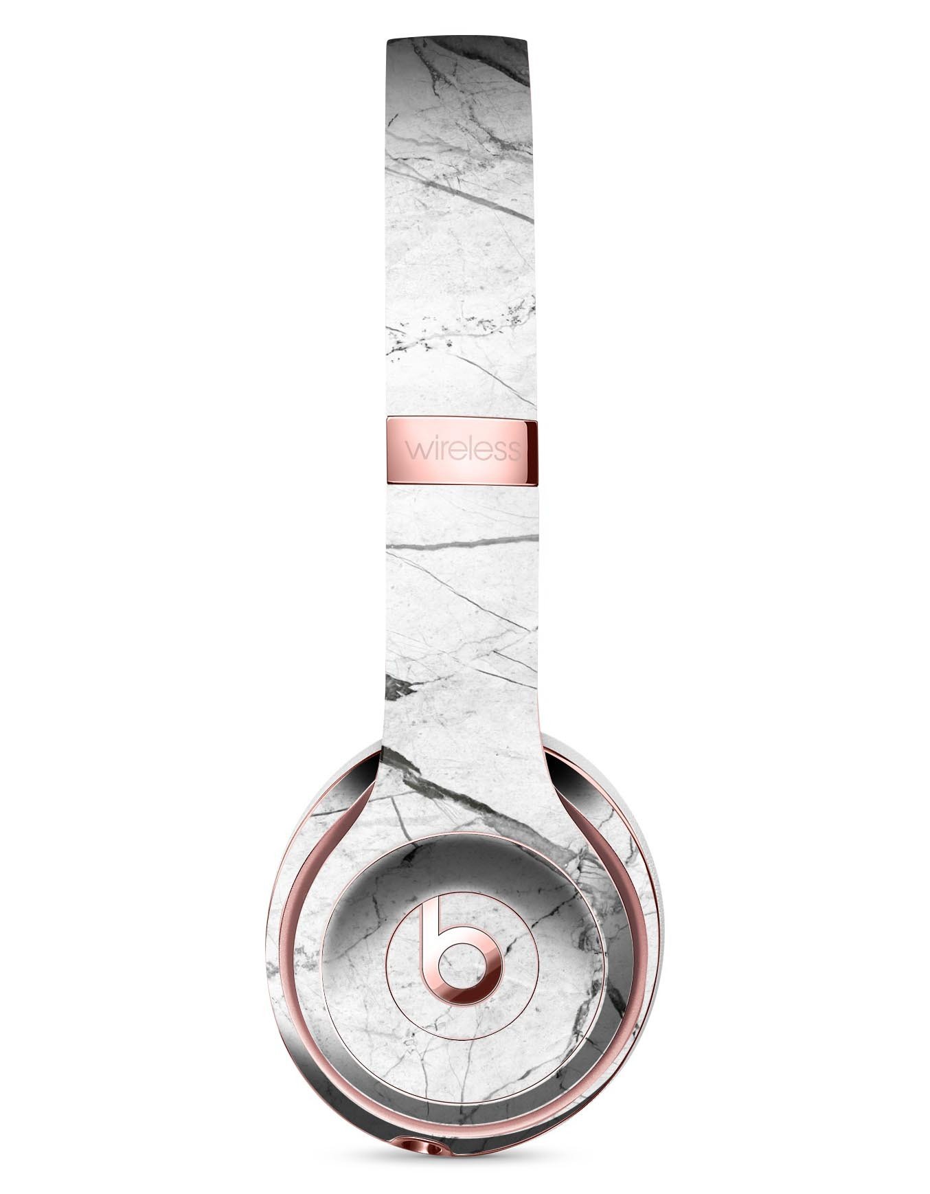 Cracked White Marble Slate Skin Kit for Beats by Dre Solo 3 Wireless Headphones, showcasing a stylish design and premium vinyl material.