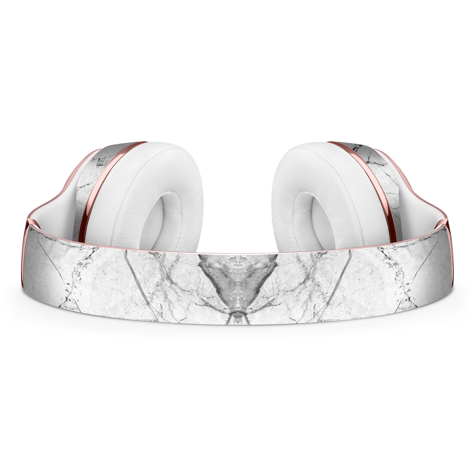 Cracked White Marble Slate Skin Kit for Beats by Dre Solo 3 Wireless Headphones, showcasing a stylish design and premium vinyl material.