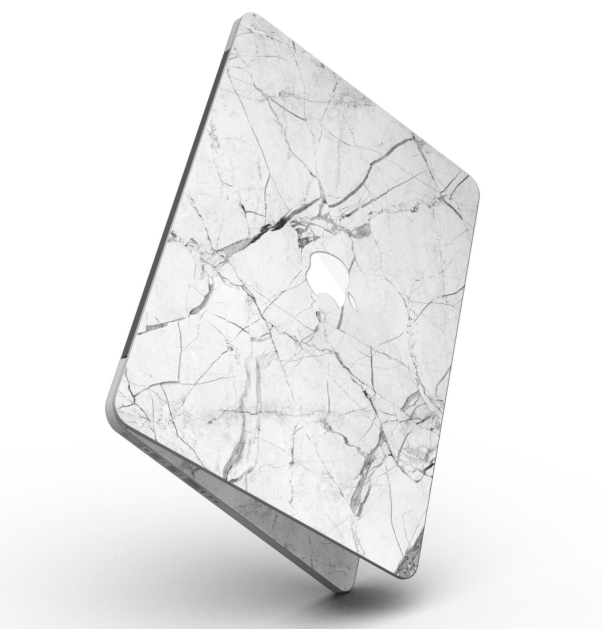 Cracked White Marble Slate skin for MacBook Pro with Retina Display, showcasing a stylish design that protects the device.