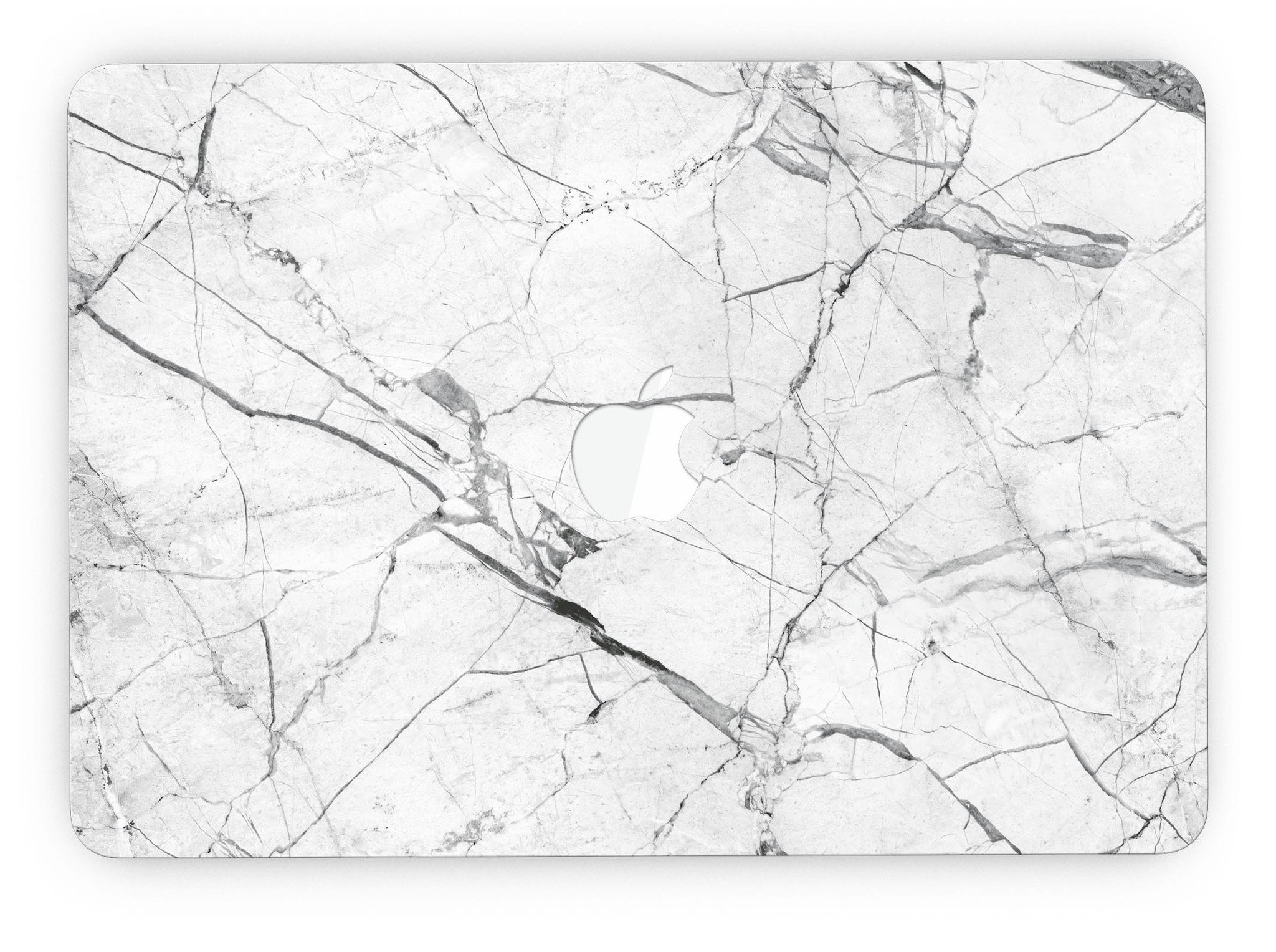 Cracked White Marble Slate skin for MacBook Pro with Retina Display, showcasing a stylish design that protects the device.