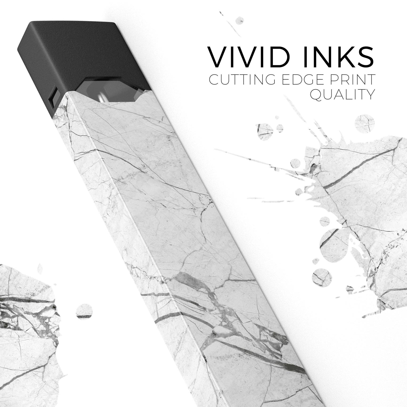 Cracked White Marble Slate skin-wrap for JUUL device, showcasing a stylish design with a premium finish.