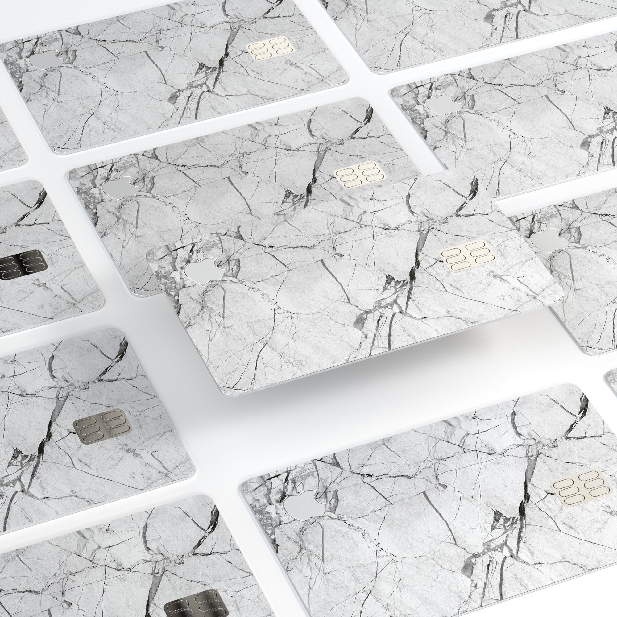 Cracked White Marble Slate decal skin for Apple Card, showcasing its stylish design and premium quality.