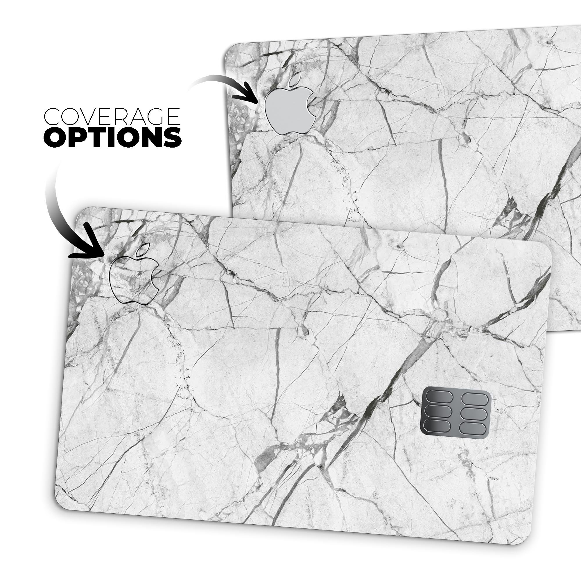 Cracked White Marble Slate decal skin for Apple Card, showcasing its stylish design and premium quality.