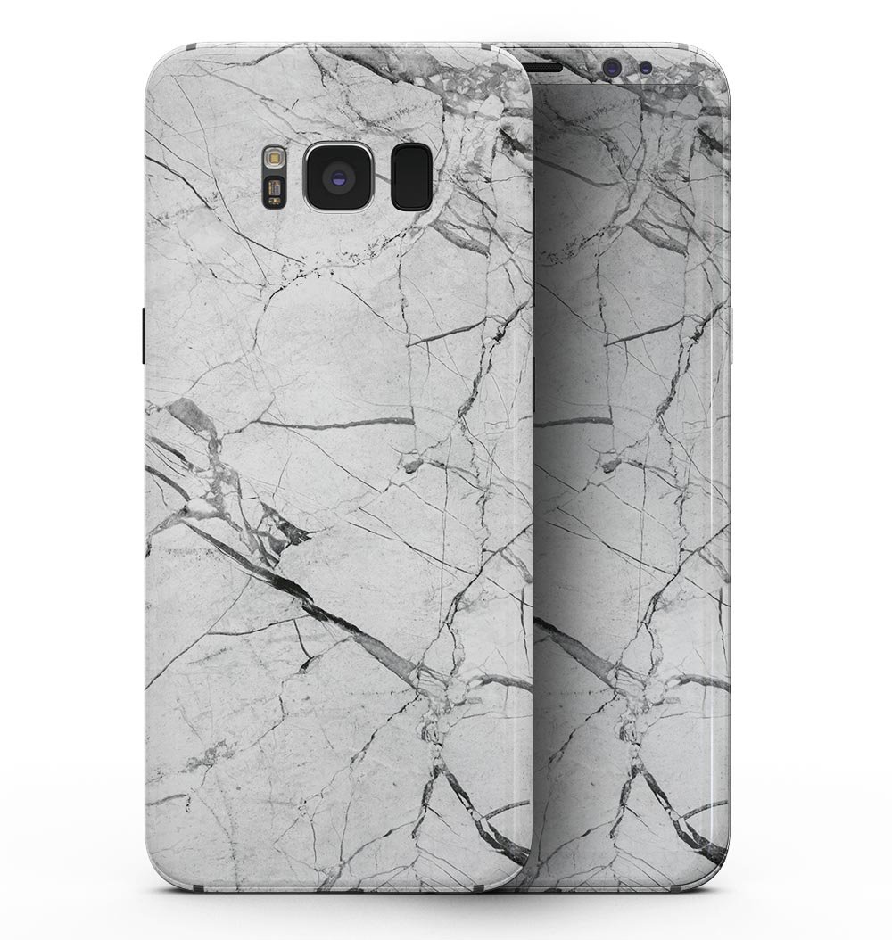 Cracked White Marble Slate skin for Samsung Galaxy S8, showcasing a stylish design that protects the device from scratches.