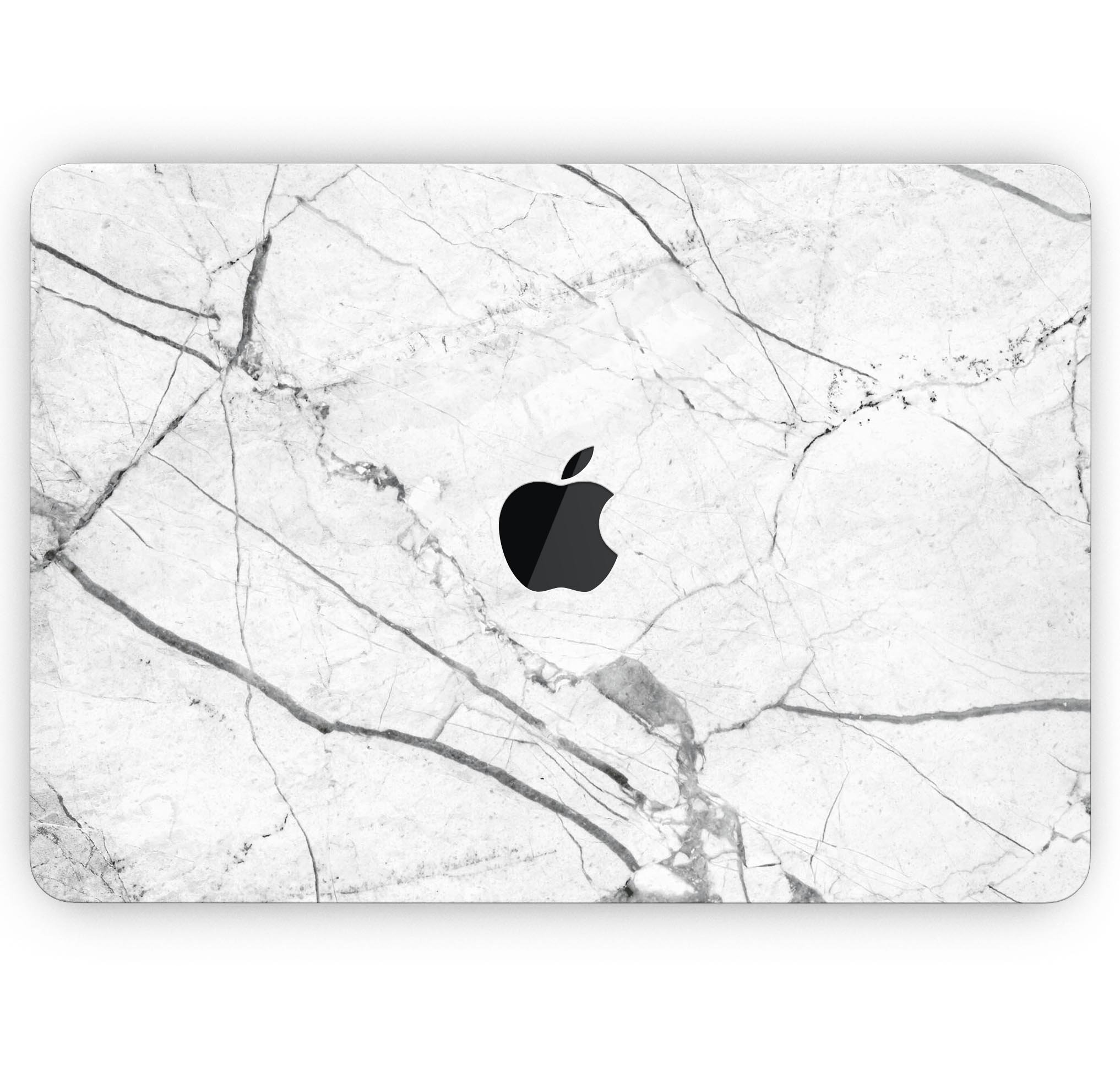 Cracked White Marble Slate skin decal wrap kit for MacBook, showcasing a stylish marble design with a smooth finish.