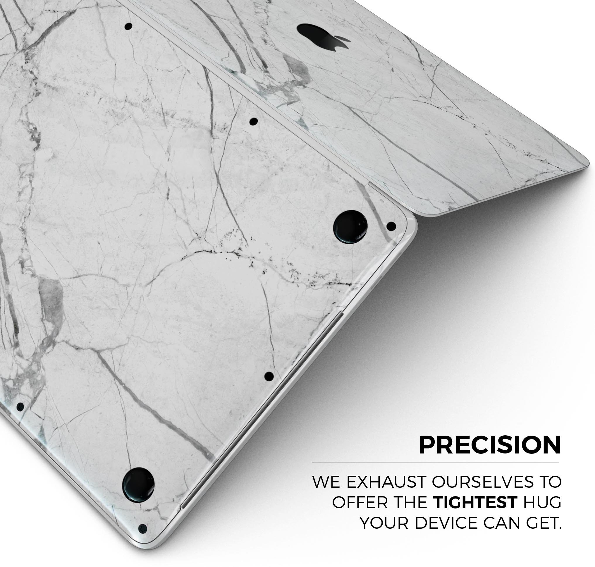 Cracked White Marble Slate skin decal wrap kit for MacBook, showcasing a stylish marble design with a smooth finish.