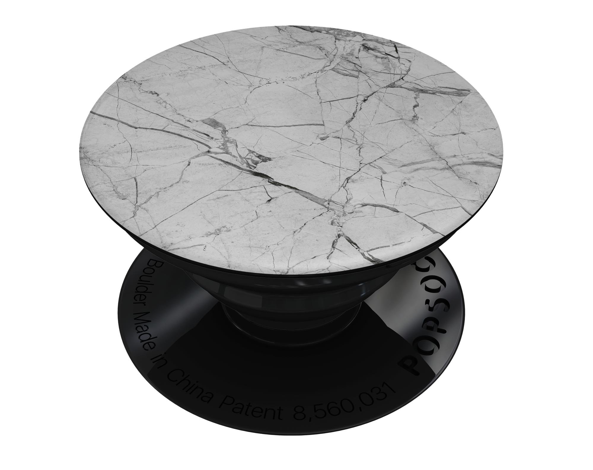 Cracked White Marble Slate Skin Kit for PopSockets, showcasing a stylish marble design on a smartphone grip.