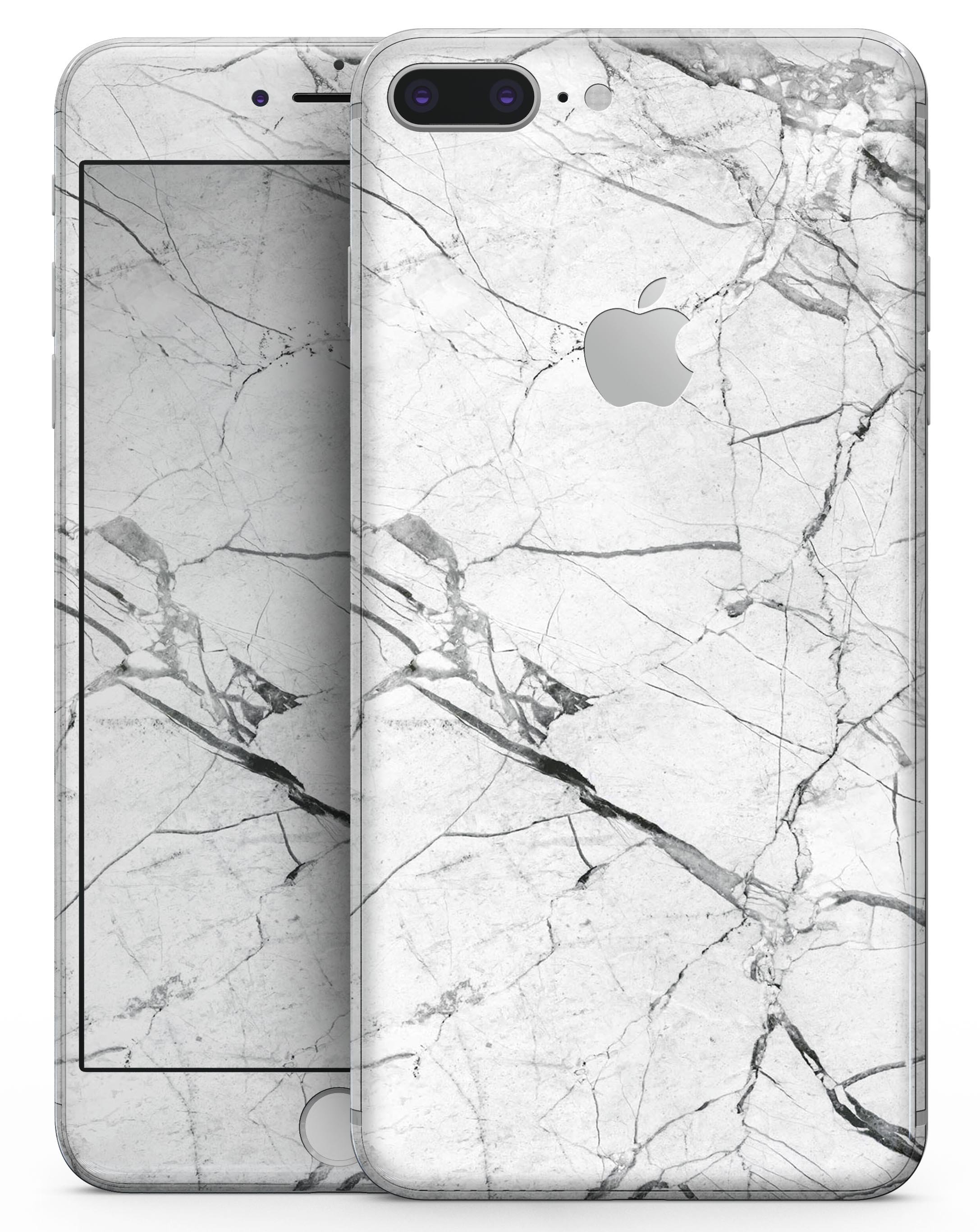 Cracked White Marble Slate skin for iPhone 8 and 8 Plus, showcasing a stylish marble design with a smooth finish.