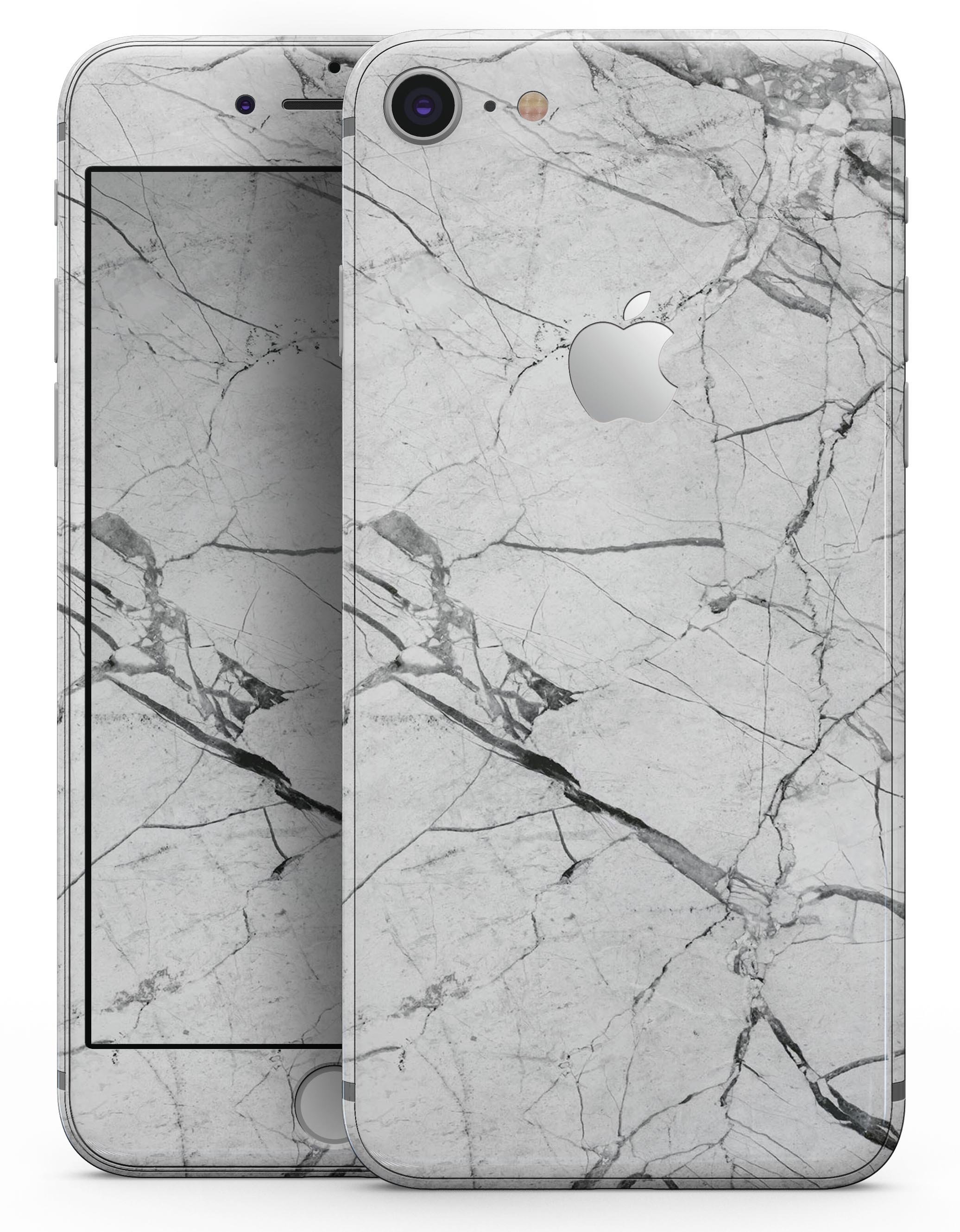 Cracked White Marble Slate skin for iPhone 8 and 8 Plus, showcasing a stylish marble design with a smooth finish.