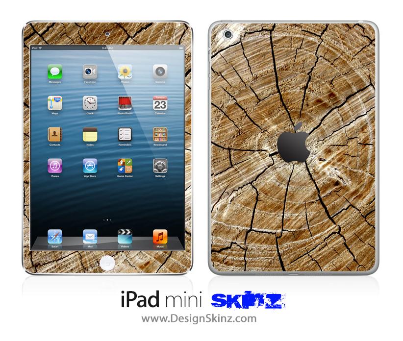 Cracked Wood iPad Skin showcasing a rustic wood design, perfectly fitted to an iPad, highlighting its protective features.