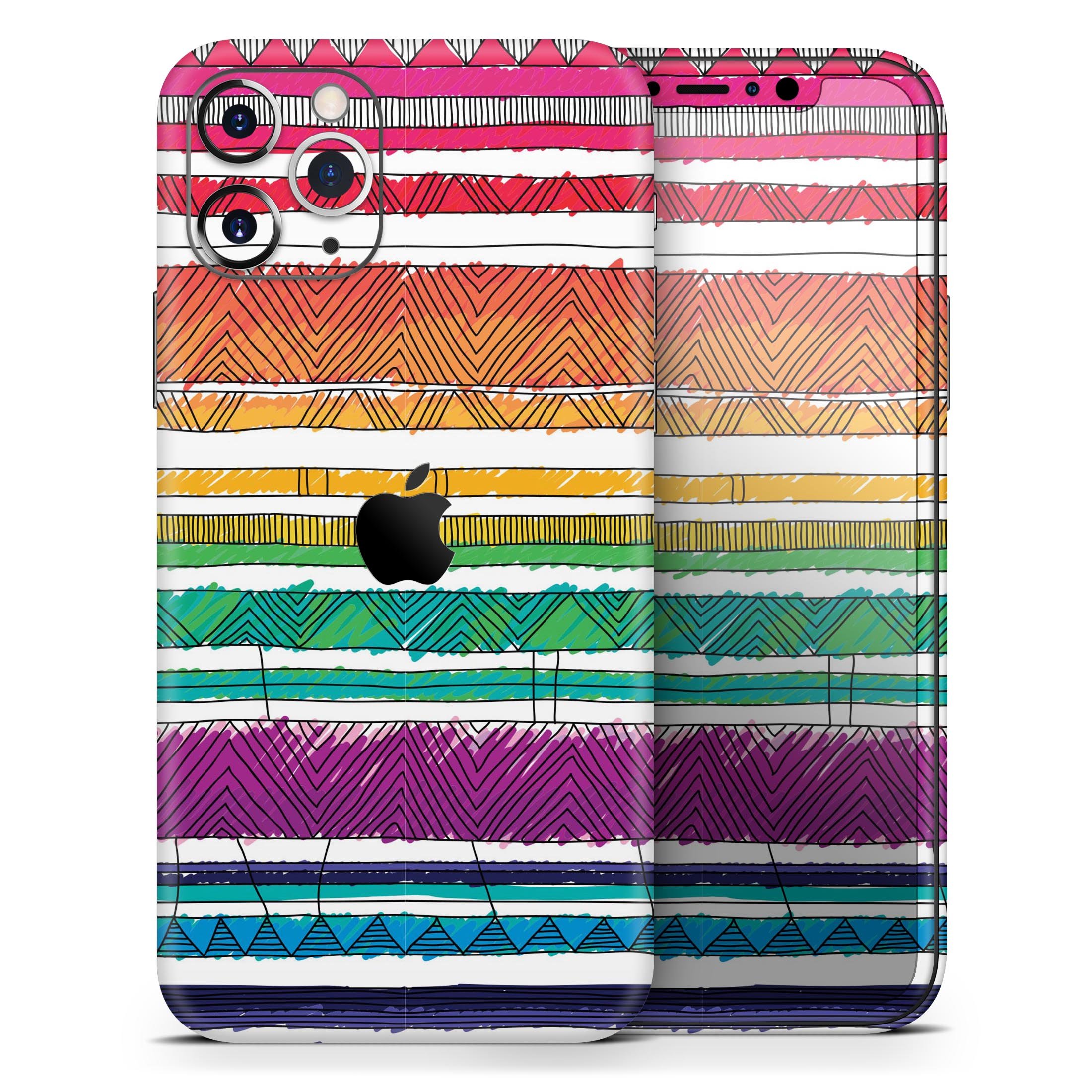 Colorful crayon doodle patterns skin for Apple iPhone 11, showcasing vibrant designs and a sleek finish.