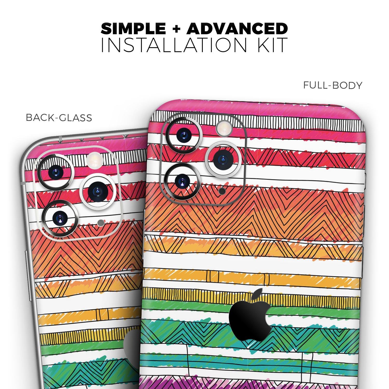 Colorful crayon doodle patterns skin for Apple iPhone 11, showcasing vibrant designs and a sleek finish.