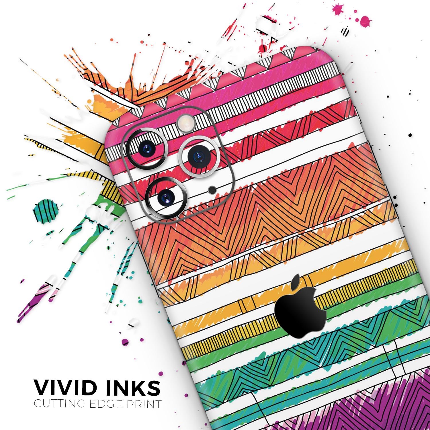 Colorful crayon doodle patterns skin for Apple iPhone 11, showcasing vibrant designs and a sleek finish.