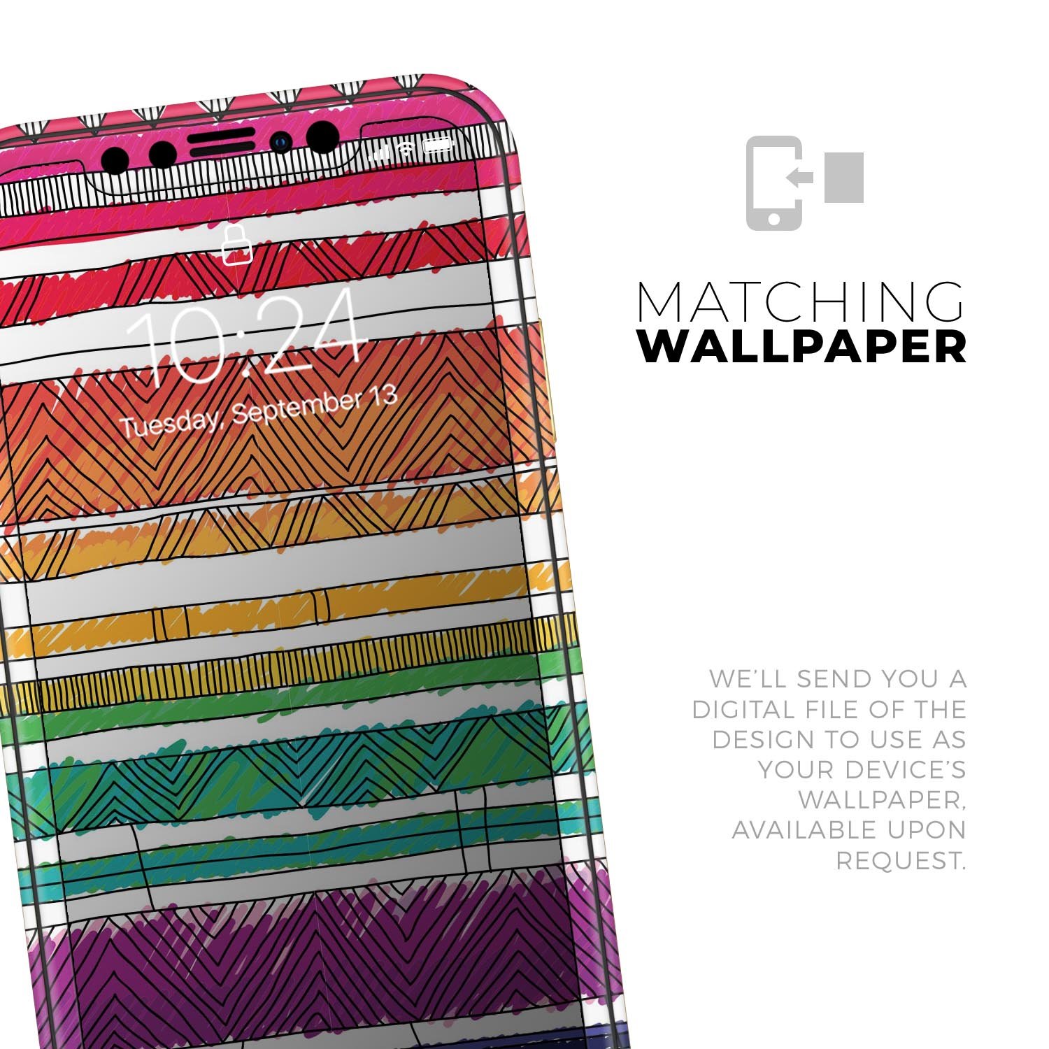 Colorful crayon doodle patterns skin for Apple iPhone 11, showcasing vibrant designs and a sleek finish.