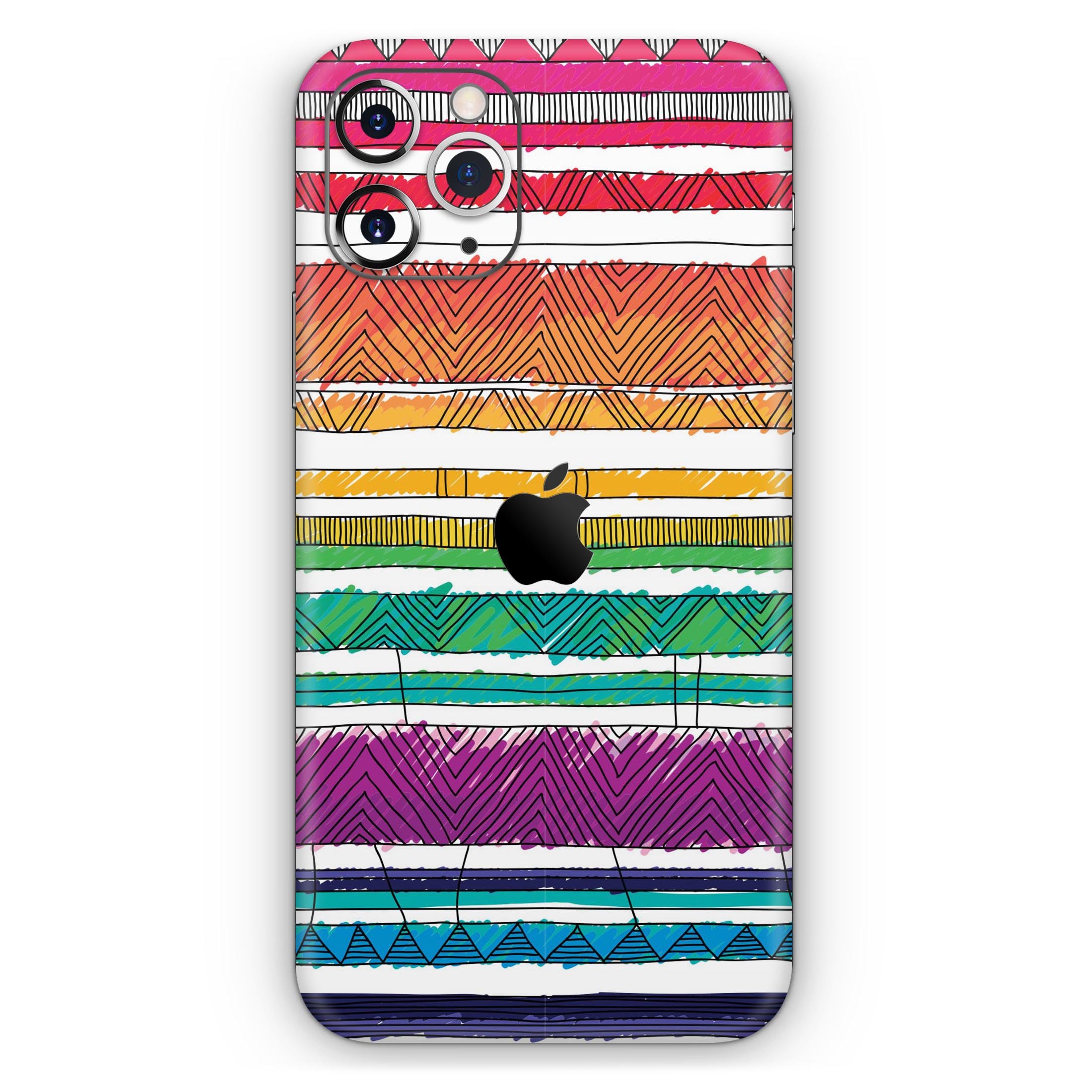 Colorful crayon doodle patterns skin for Apple iPhone 11, showcasing vibrant designs and a sleek finish.