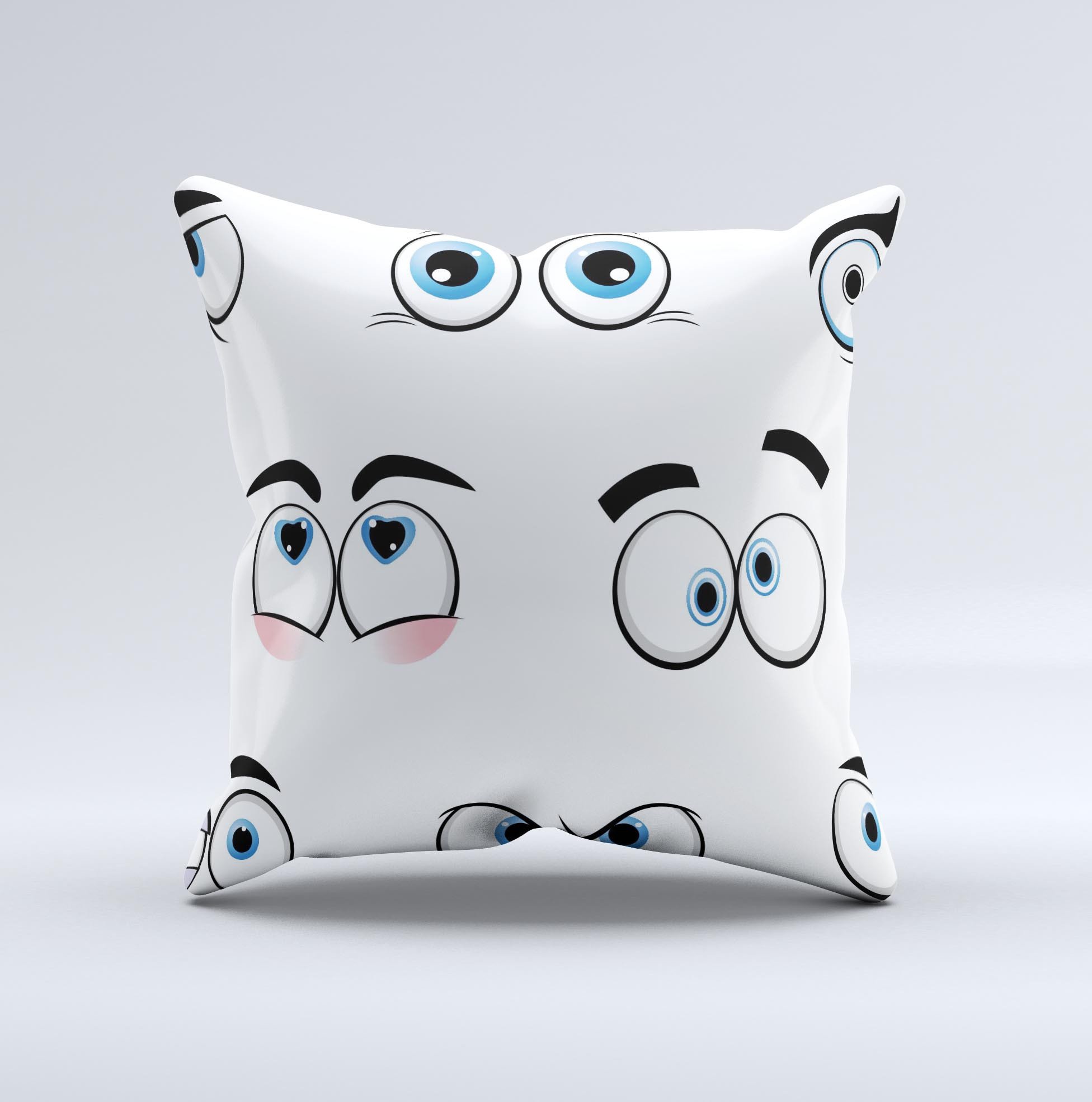 Crazy Eyes Ink-Fuzed Decorative Throw Pillow featuring unique graphics and high-quality fabric, handmade in Virginia.