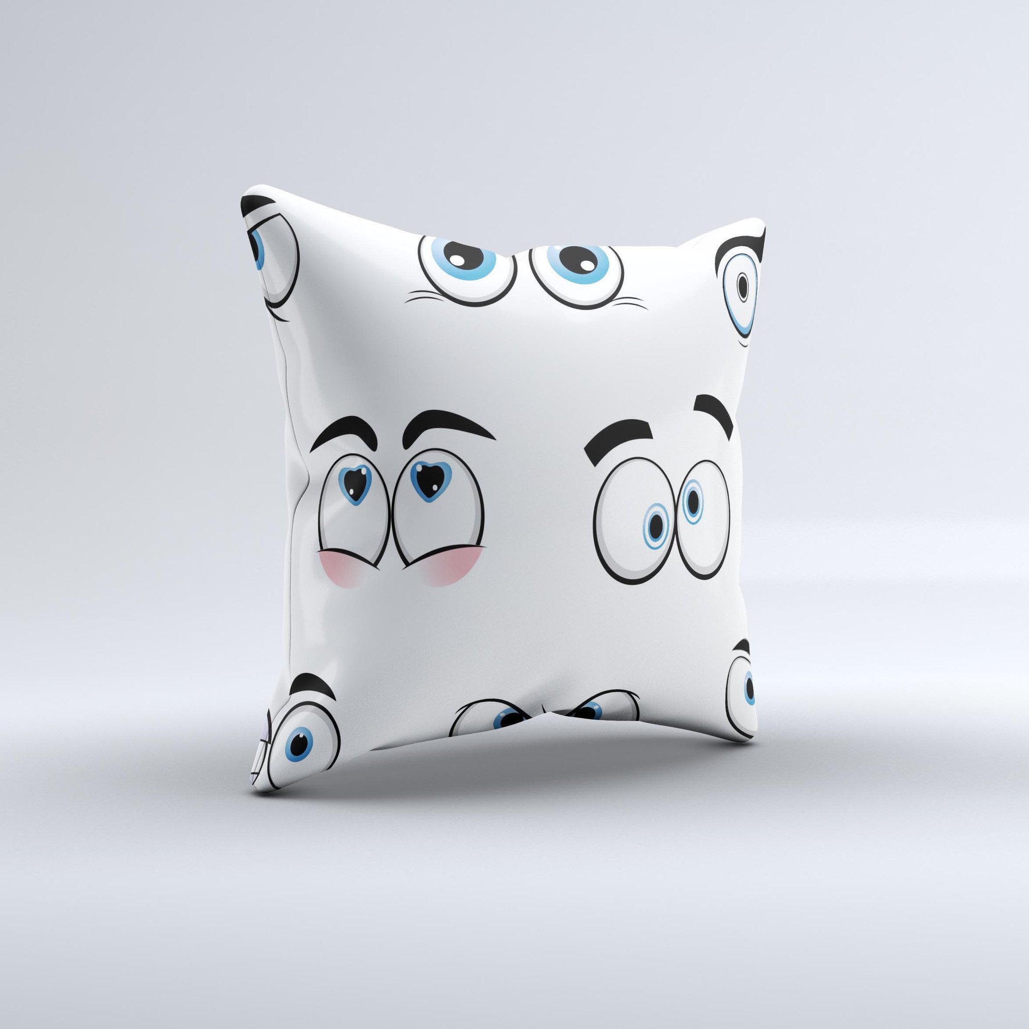 Crazy Eyes Ink-Fuzed Decorative Throw Pillow featuring unique graphics and high-quality fabric, handmade in Virginia.