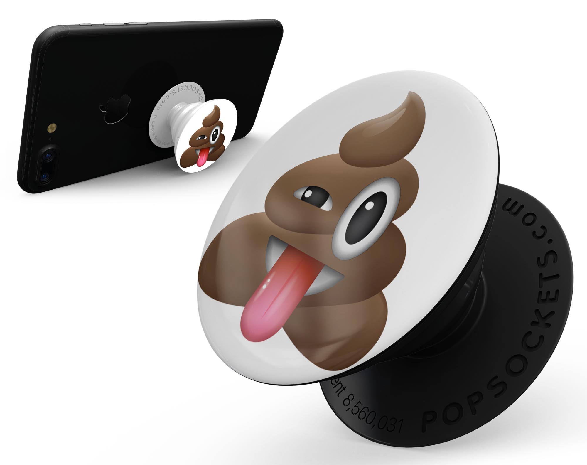 Crazy Poo Emoticon Emoji Skin Kit for PopSockets, featuring a playful design on premium vinyl.