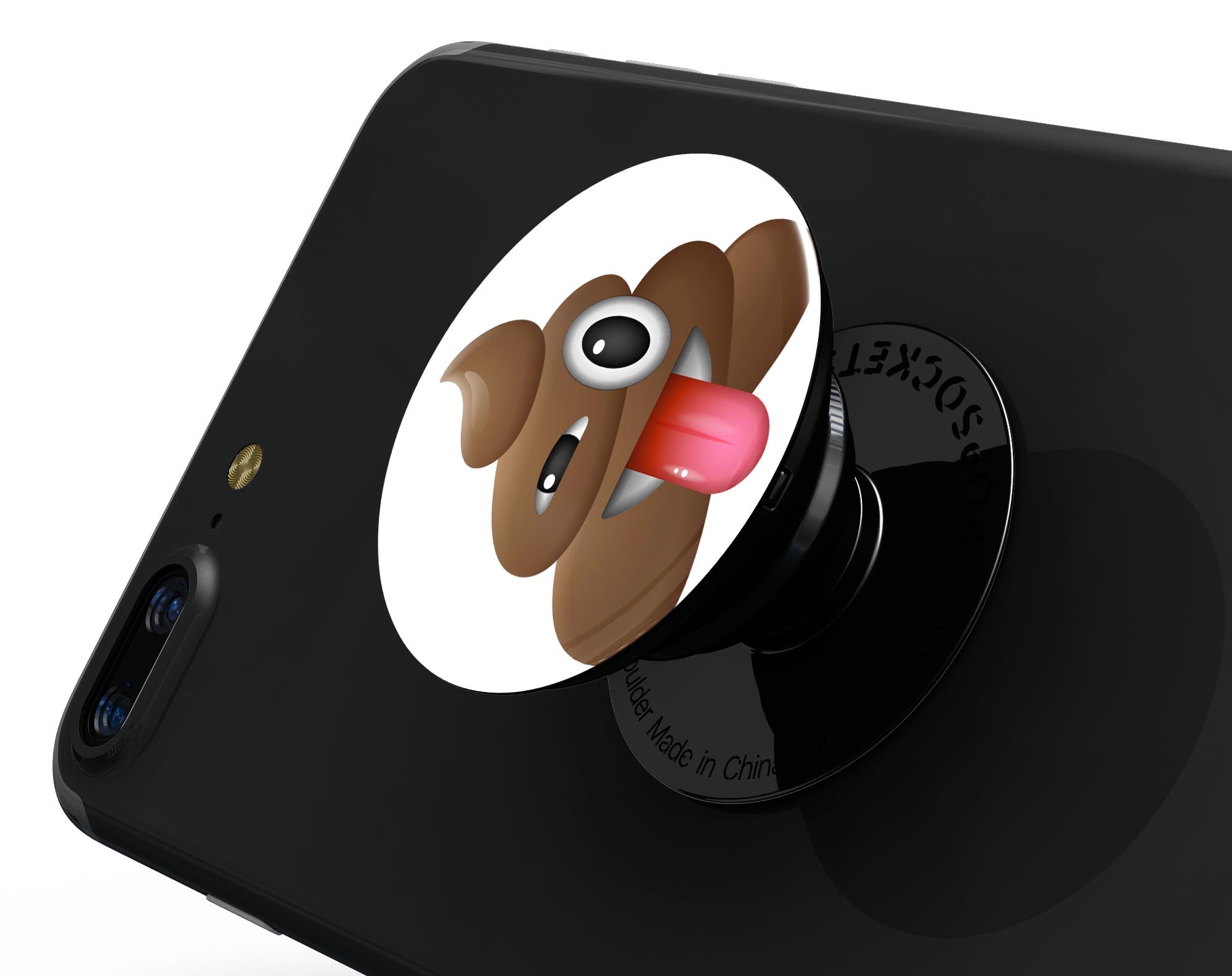 Crazy Poo Emoticon Emoji Skin Kit for PopSockets, featuring a playful design on premium vinyl.