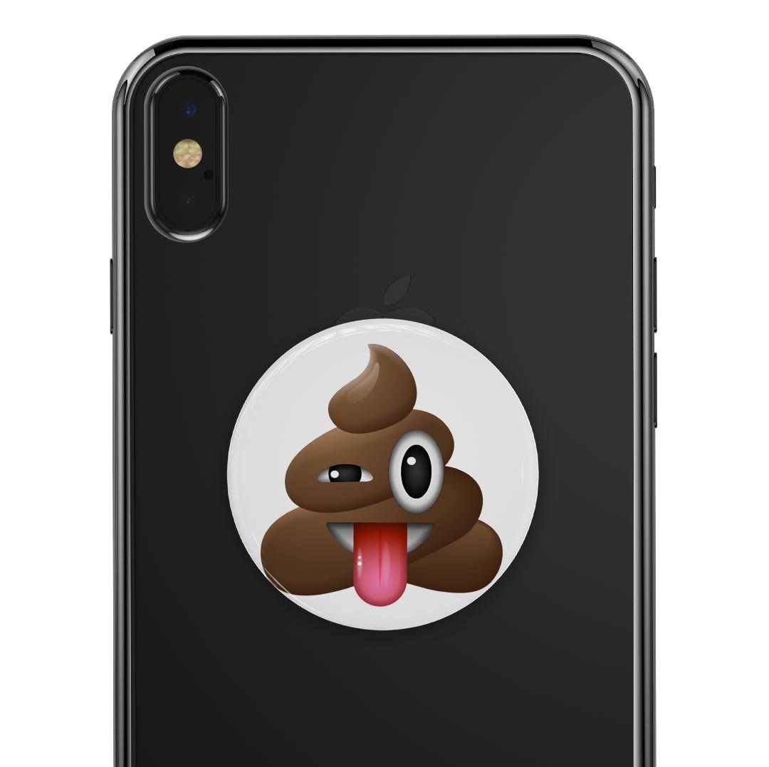 Crazy Poo Emoticon Emoji Skin Kit for PopSockets, featuring a playful design on premium vinyl.