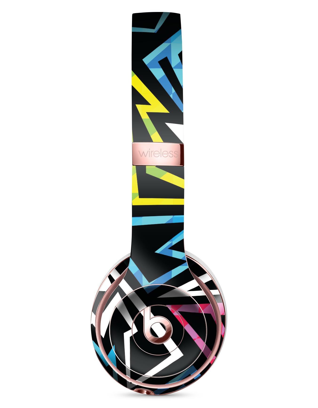 Crazy Retro Squiggles V1 Full-Body Skin Kit for Beats by Dre Solo 3 Wireless Headphones, showcasing vibrant colors and unique patterns.