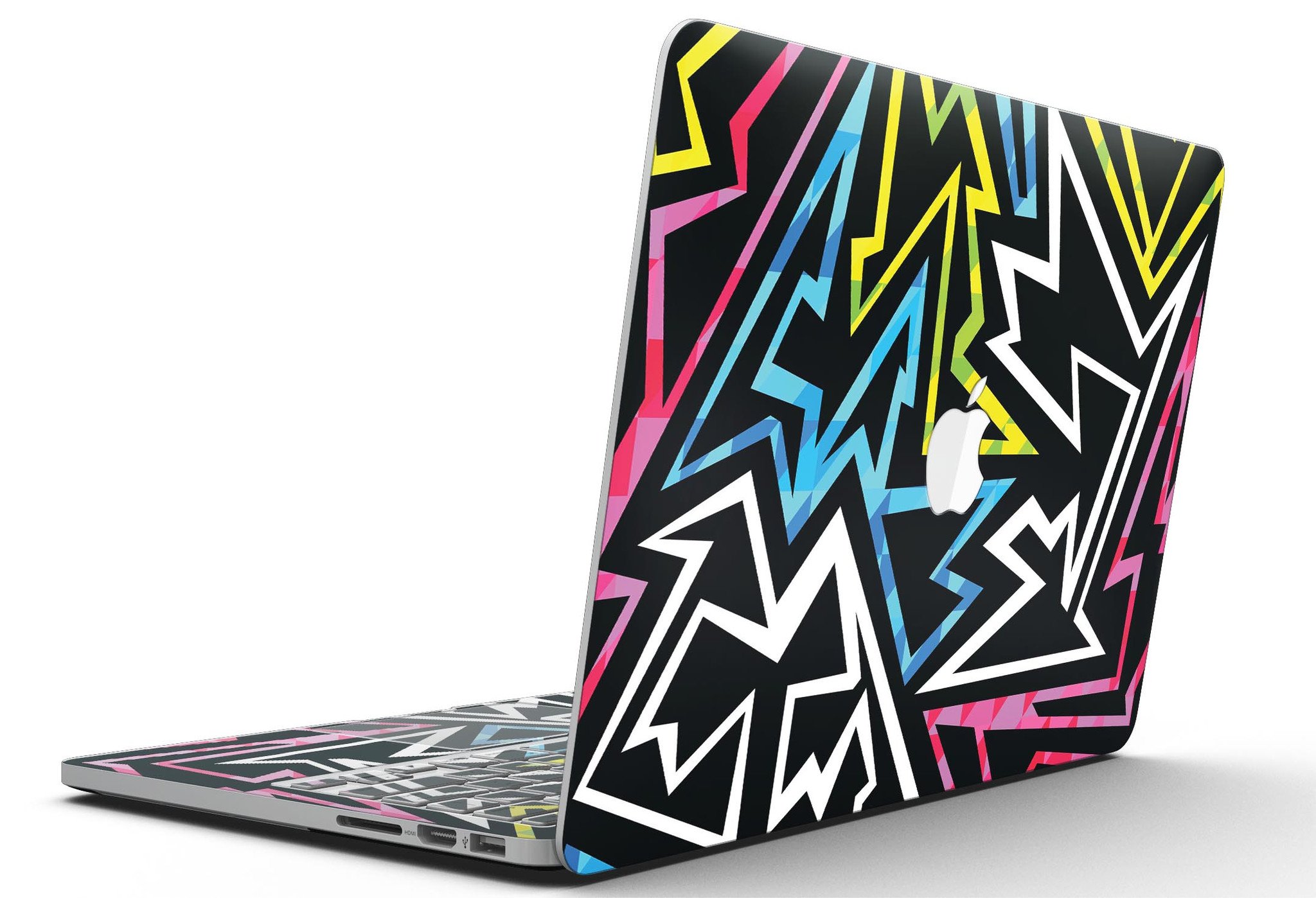 Crazy Retro Squiggles V1 skin for MacBook Pro with Retina Display, showcasing vibrant squiggle patterns on a sleek surface.