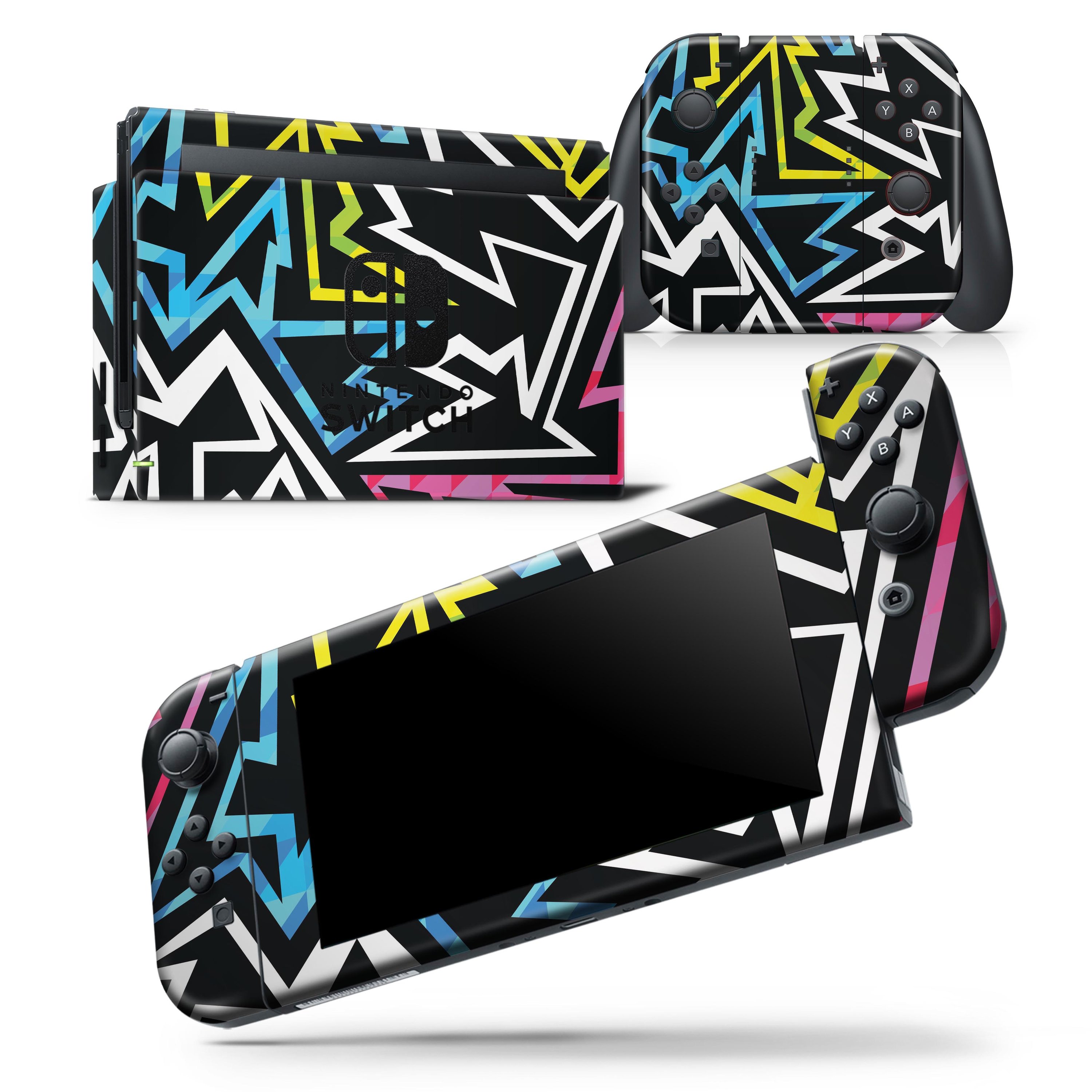 Crazy Retro Squiggles V1 skin wrap decal for Nintendo Switch Lite, showcasing vibrant colors and unique squiggle design.