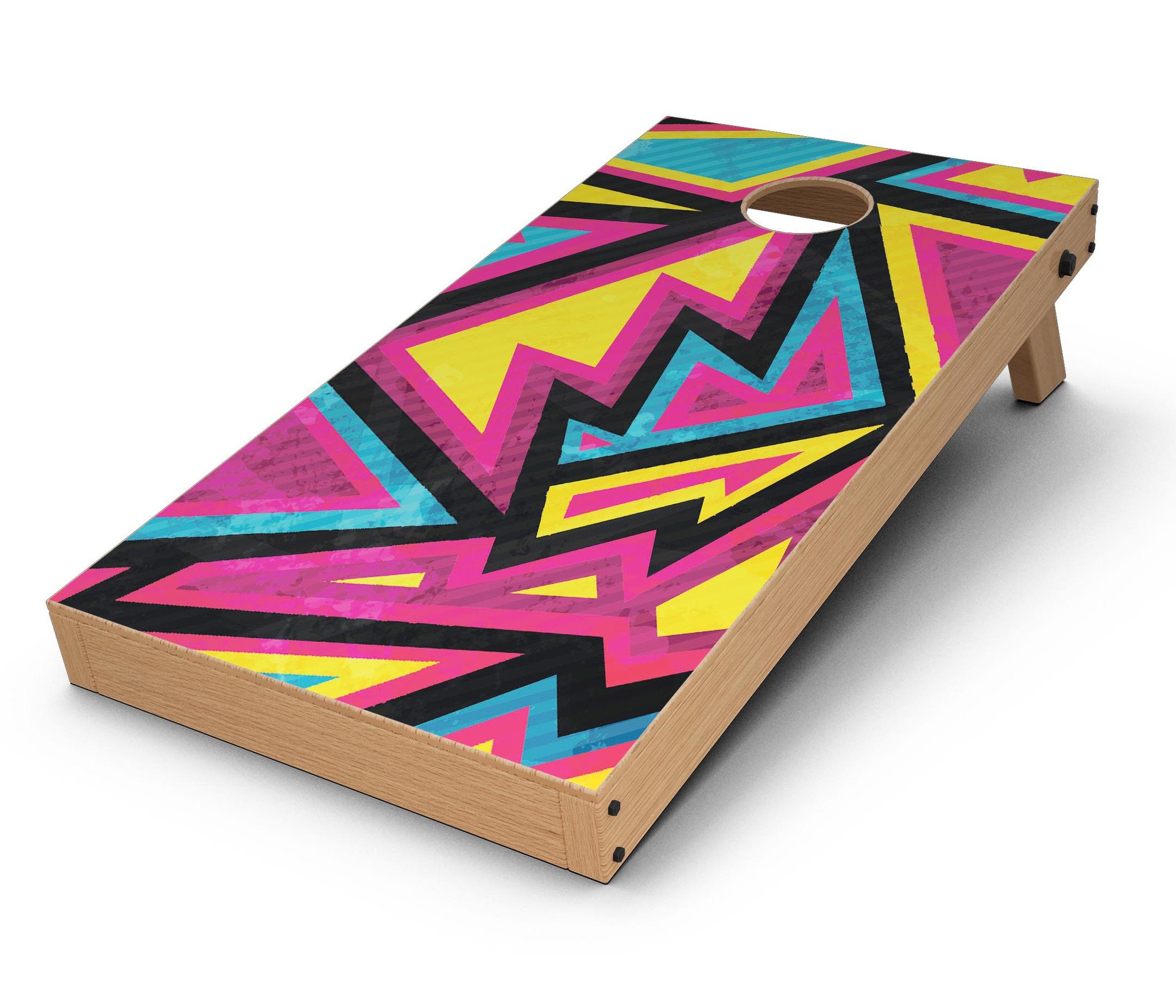 Crazy Retro Squiggles V2 CornHole Board Skin Decal Kit featuring vibrant squiggle designs for Cornhole boards.