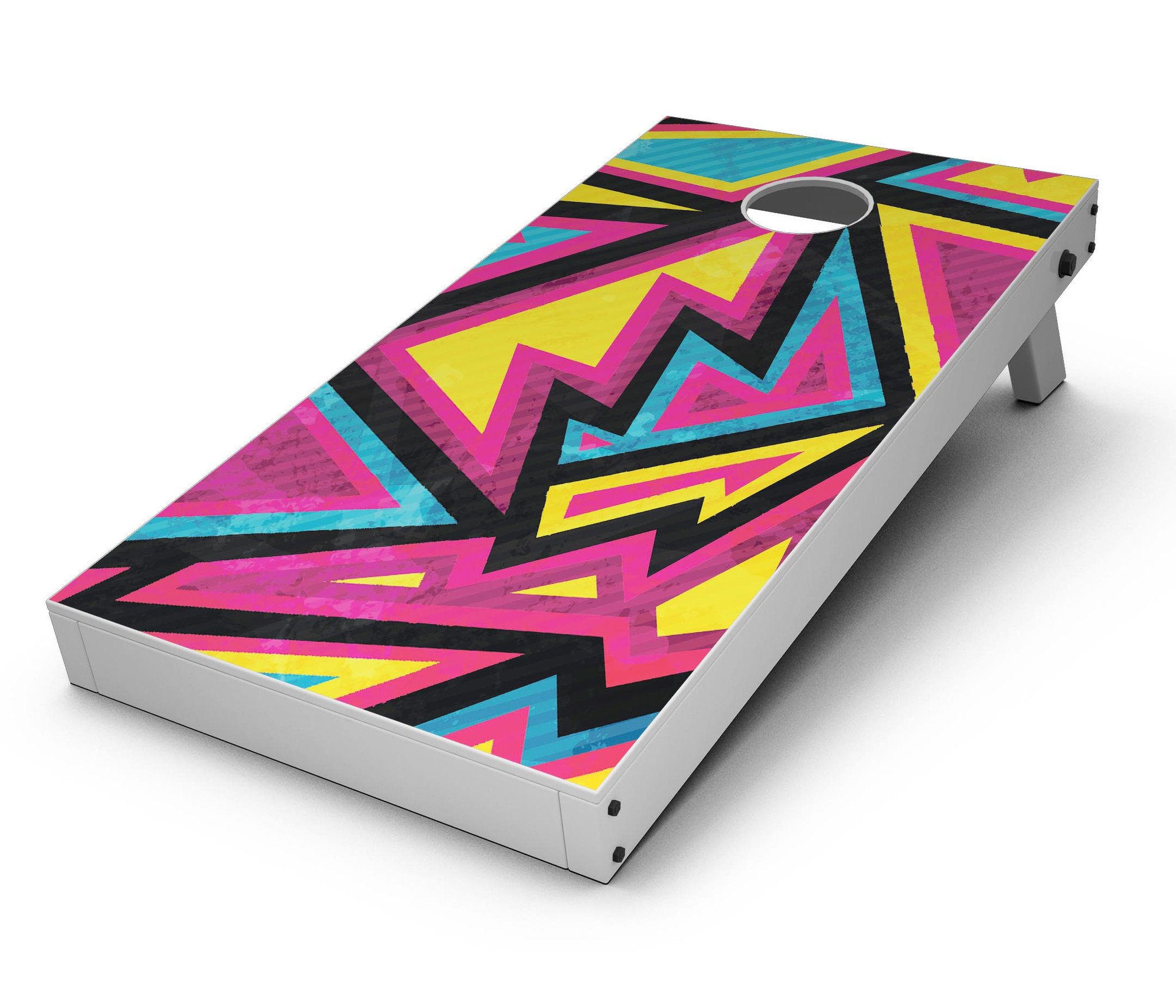 Crazy Retro Squiggles V2 CornHole Board Skin Decal Kit featuring vibrant squiggle designs for Cornhole boards.