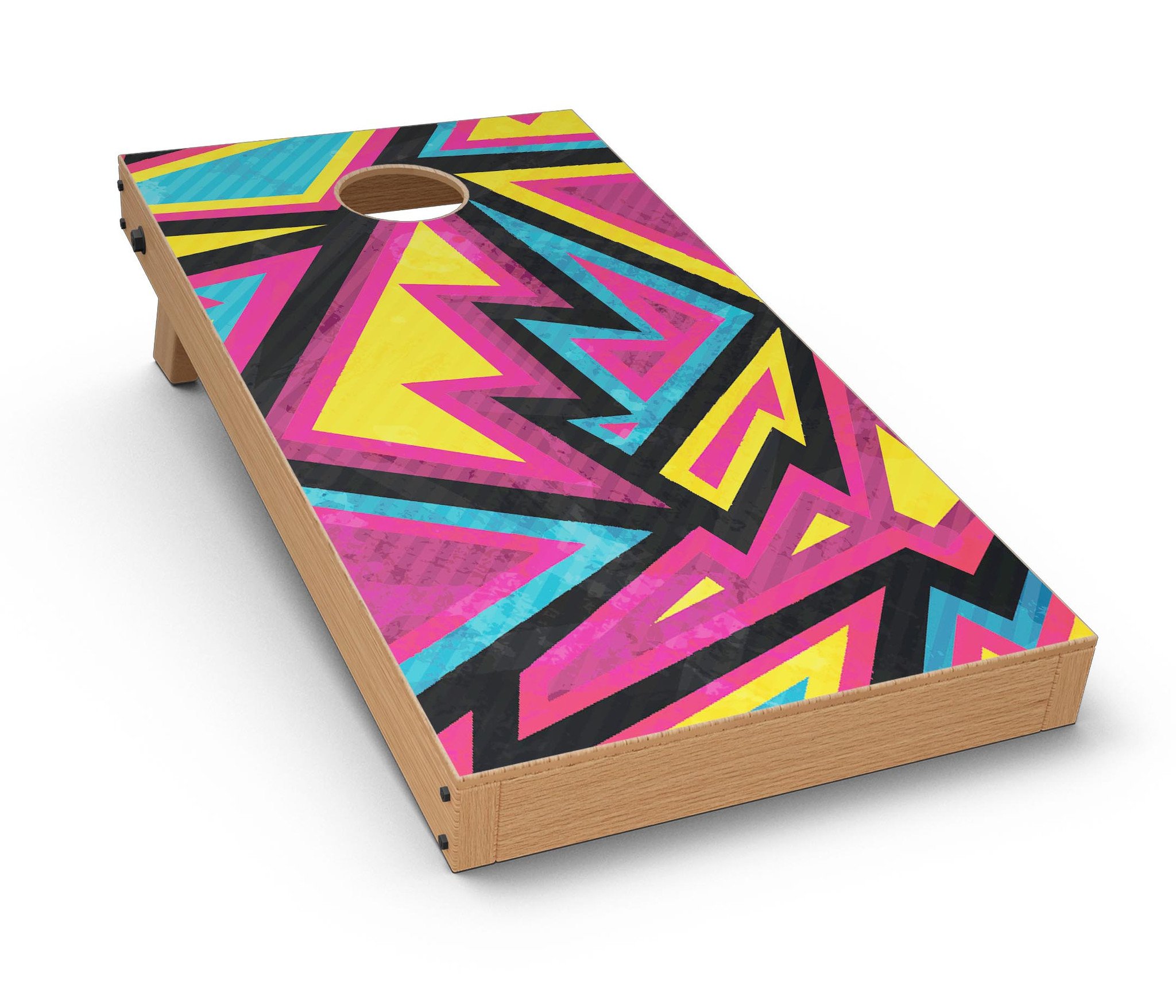 Crazy Retro Squiggles V2 CornHole Board Skin Decal Kit featuring vibrant squiggle designs for Cornhole boards.