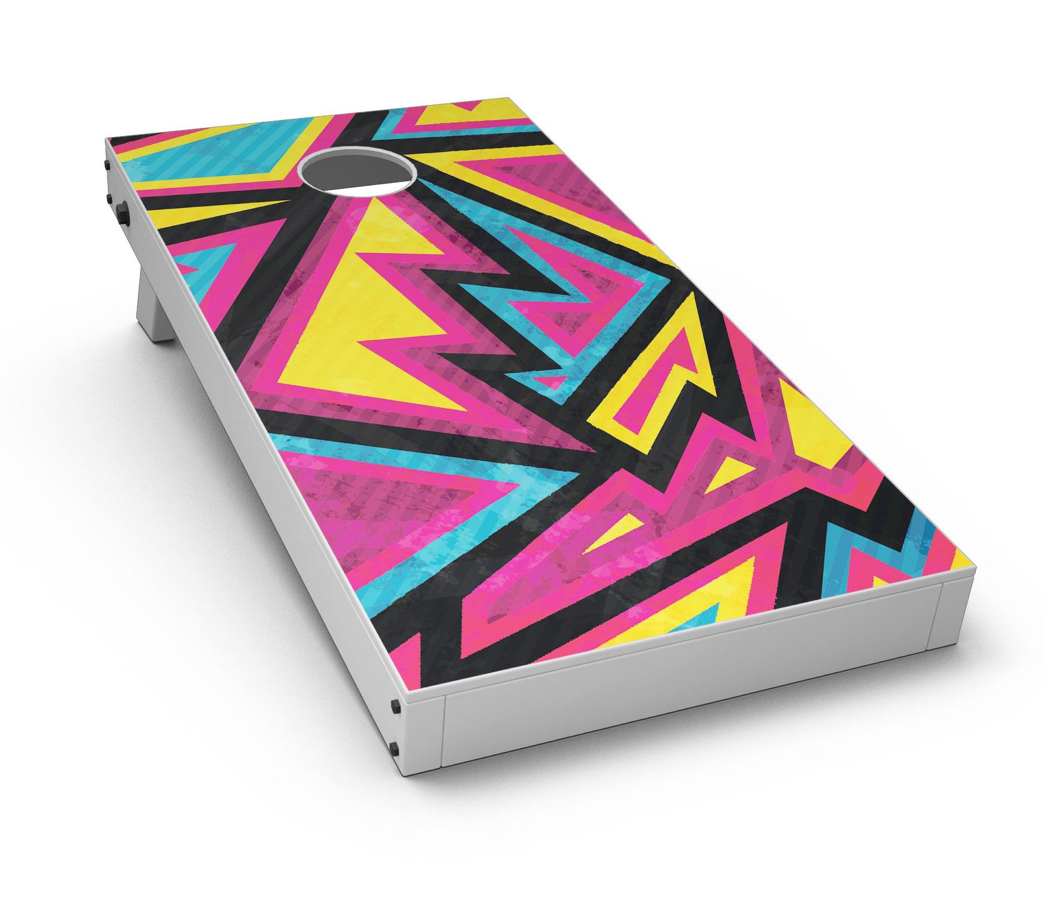 Crazy Retro Squiggles V2 CornHole Board Skin Decal Kit featuring vibrant squiggle designs for Cornhole boards.