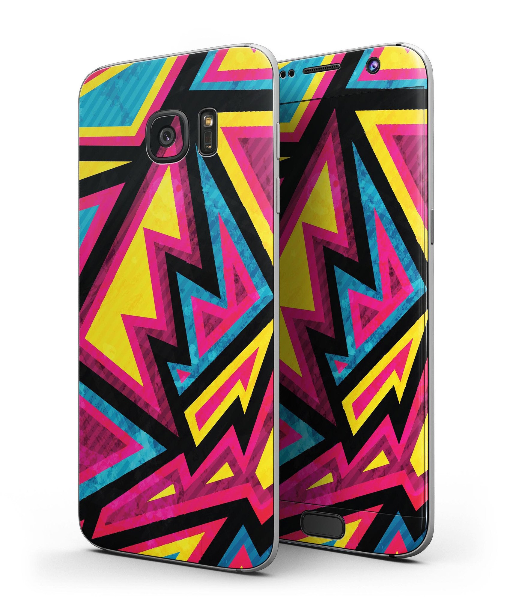 Crazy Retro Squiggles V2 skin kit for Samsung Galaxy S7 and S7 Edge, showcasing vibrant squiggle patterns on premium vinyl.