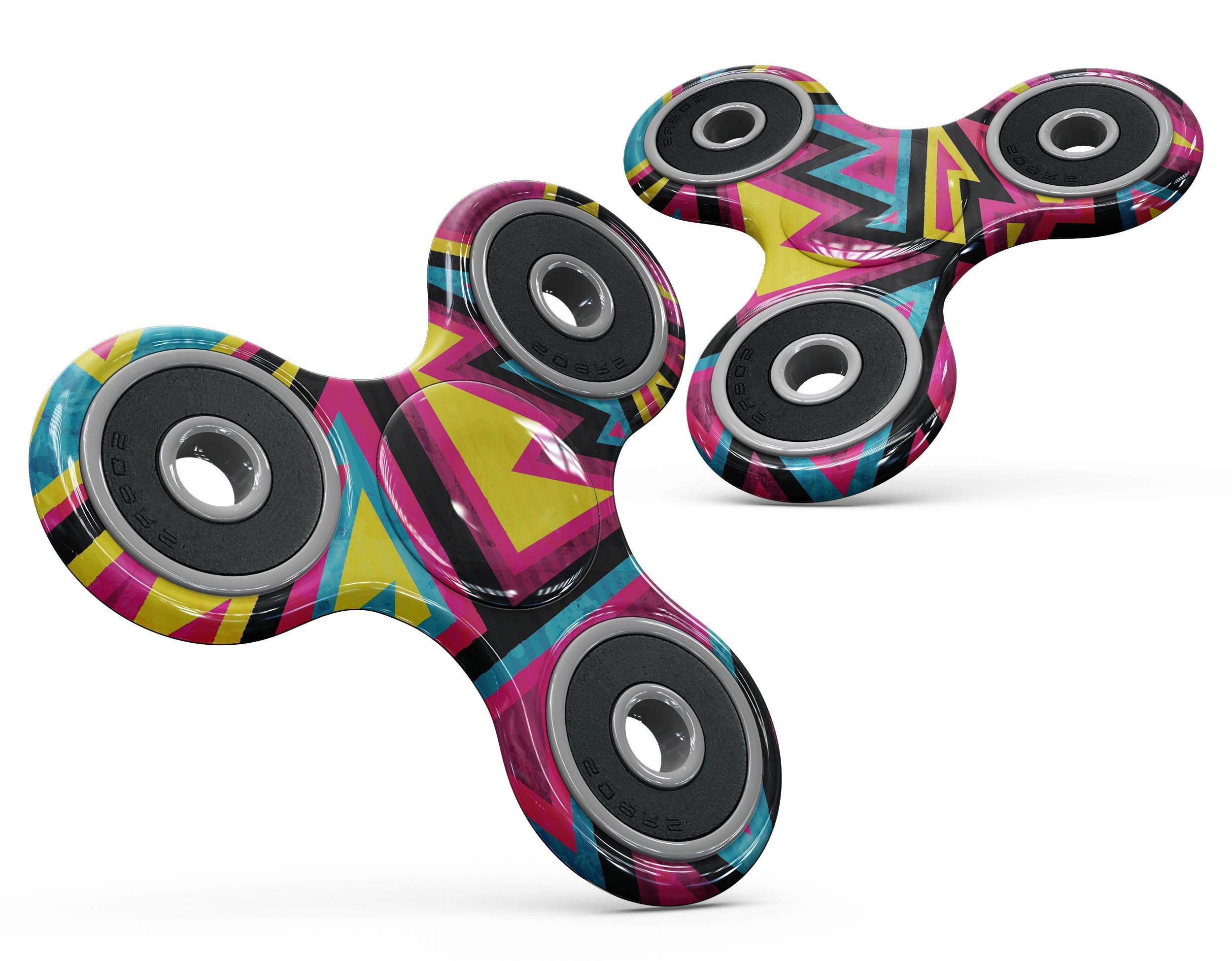 Crazy Retro Squiggles V2 Full-Body Fidget Spinner Skin-Kit showcasing vibrant squiggle patterns on premium vinyl.