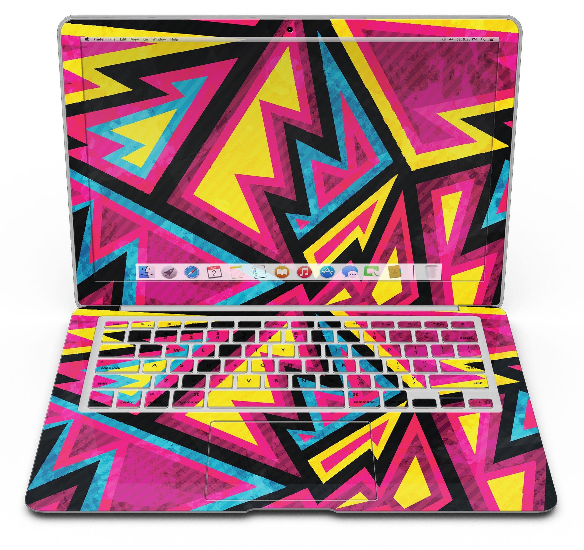 Crazy Retro Squiggles V2 skin kit for MacBook Air, showcasing vibrant squiggly patterns on a sleek surface.