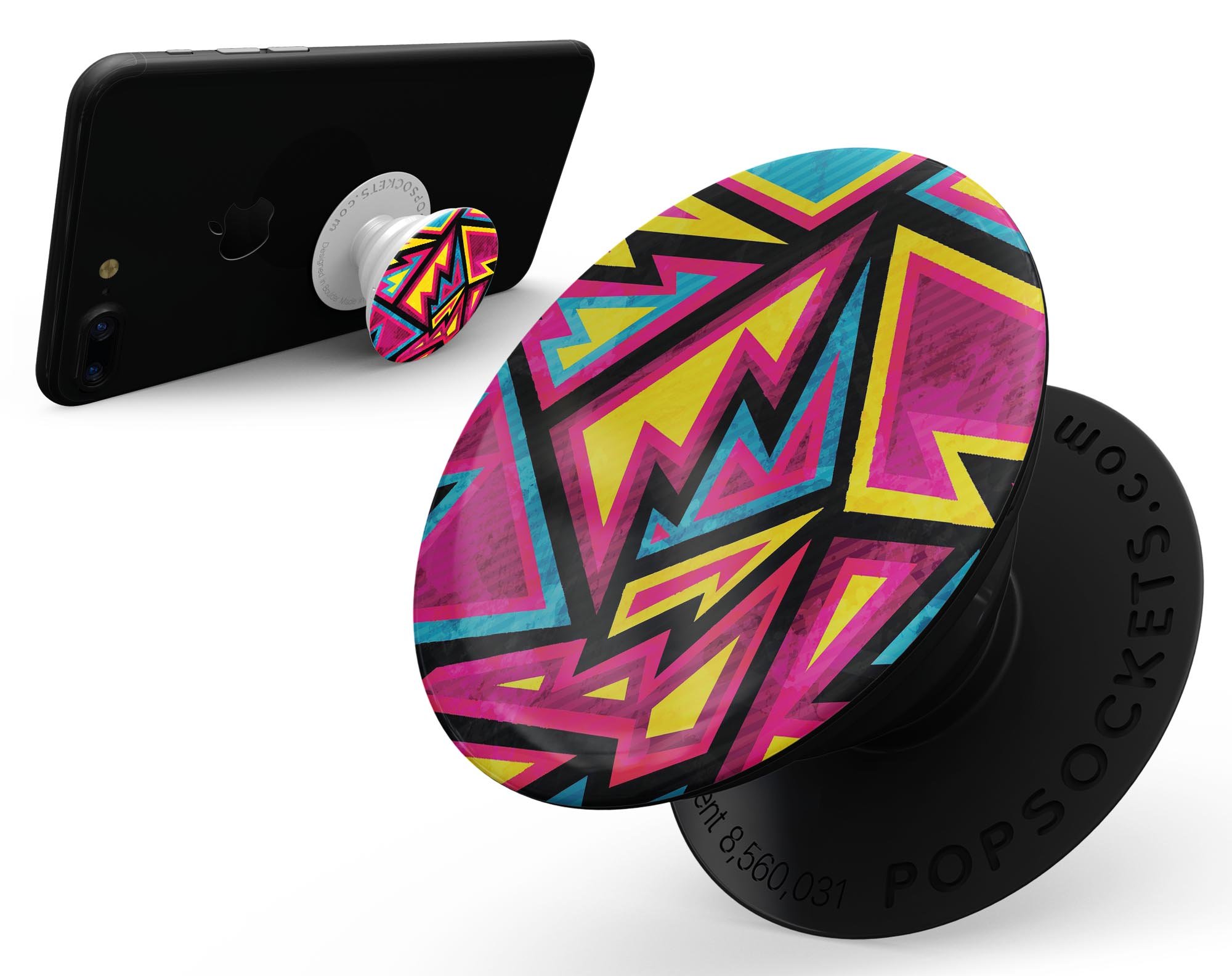 Crazy Retro Squiggles V2 skin kit for PopSockets, featuring vibrant squiggly designs on premium vinyl material.