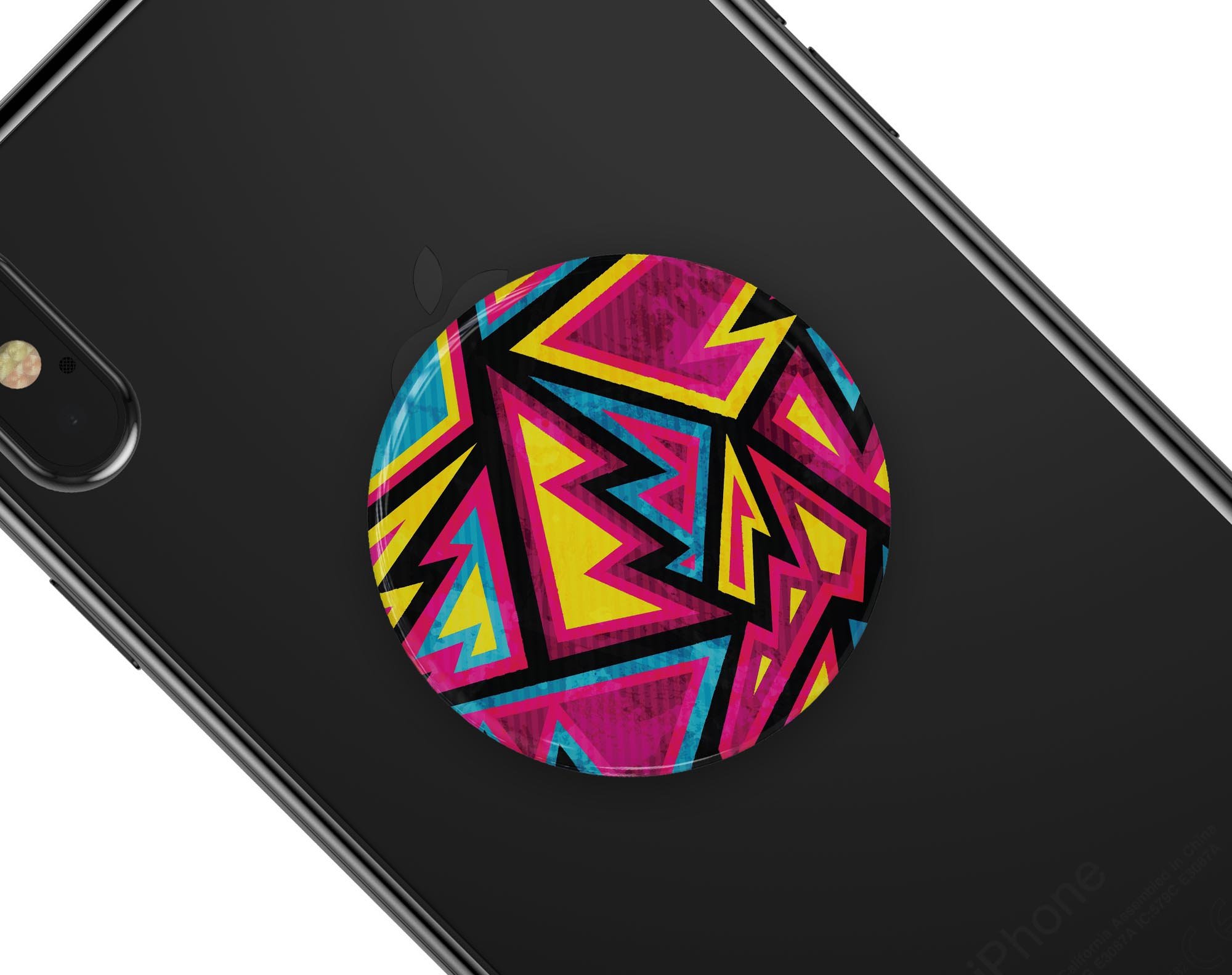 Crazy Retro Squiggles V2 skin kit for PopSockets, featuring vibrant squiggly designs on premium vinyl material.