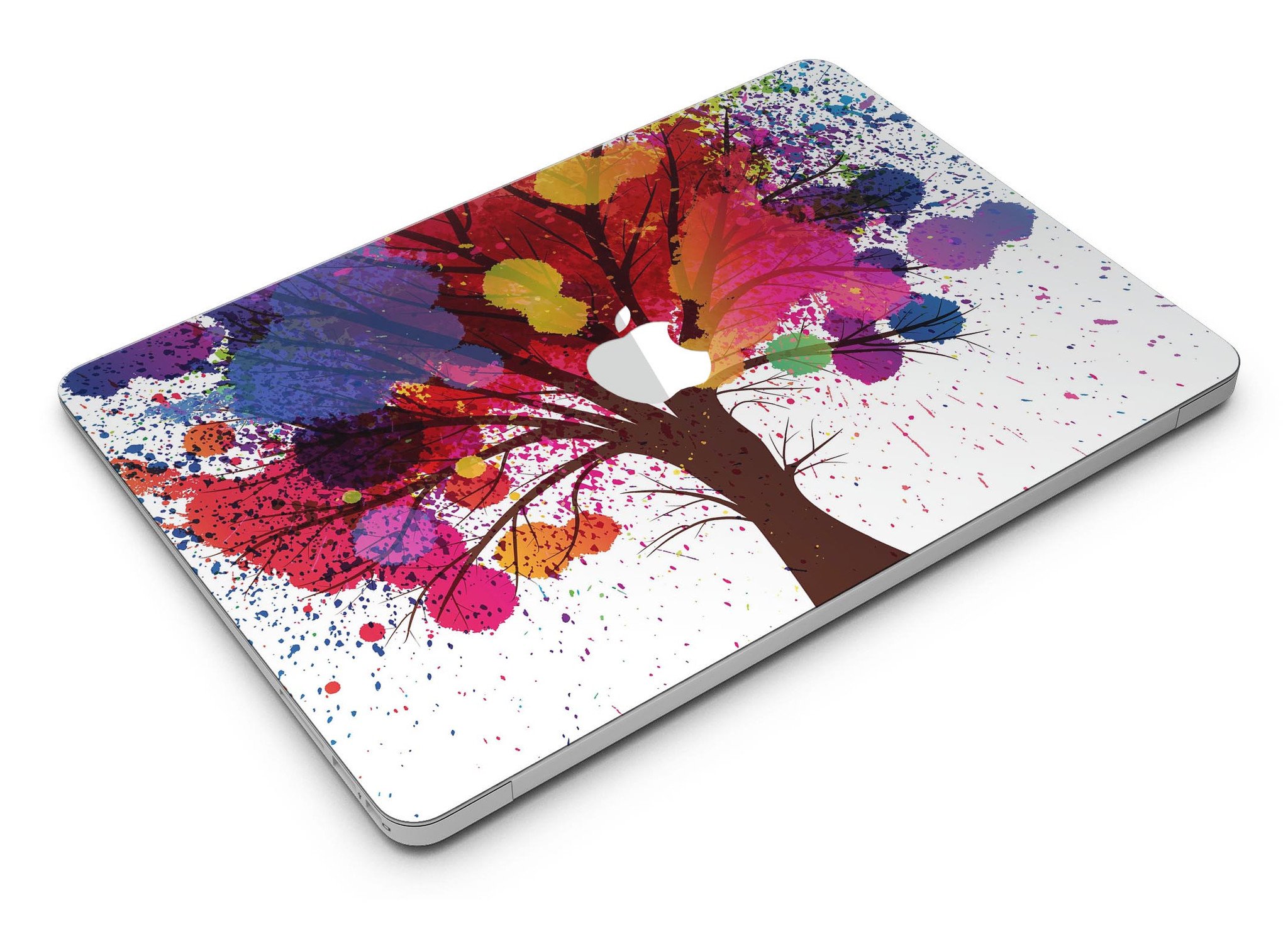 Crazy Splatter Tree MacBook Air Skin Kit showcasing vibrant splatter design on premium vinyl.