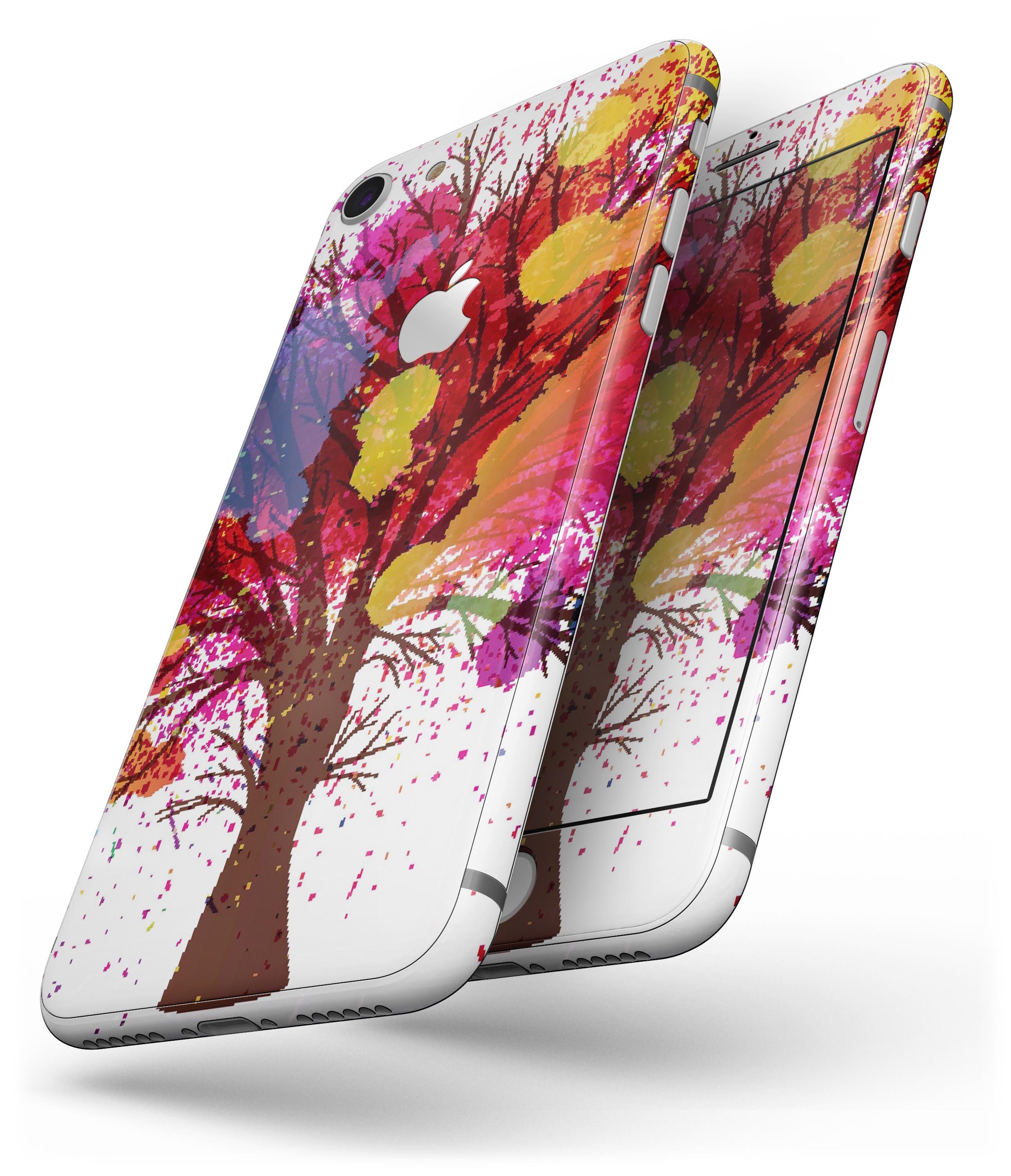 Crazy Splatter Tree skin-kit for iPhone 8 and 8 Plus, showcasing vibrant colors and unique design.