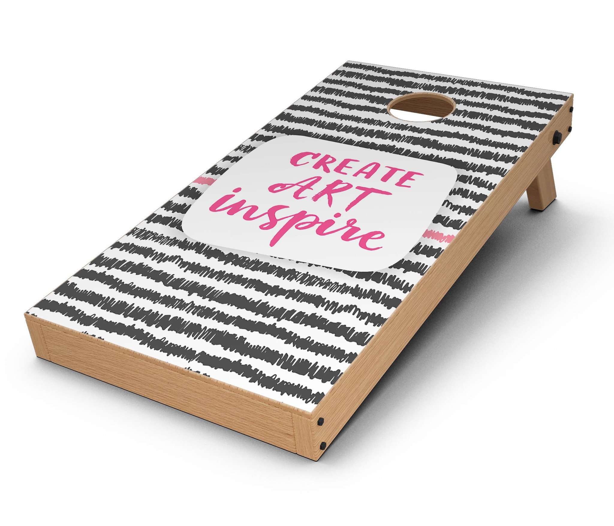 Create Art Inspire CornHole Board Skin Decal Kit featuring vibrant designs for personalized Cornhole boards.