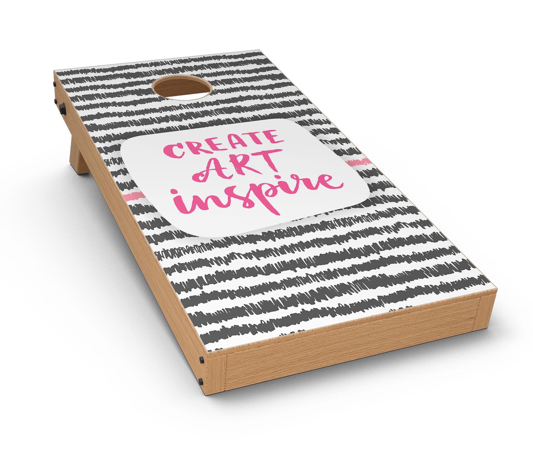 Create Art Inspire CornHole Board Skin Decal Kit featuring vibrant designs for personalized Cornhole boards.